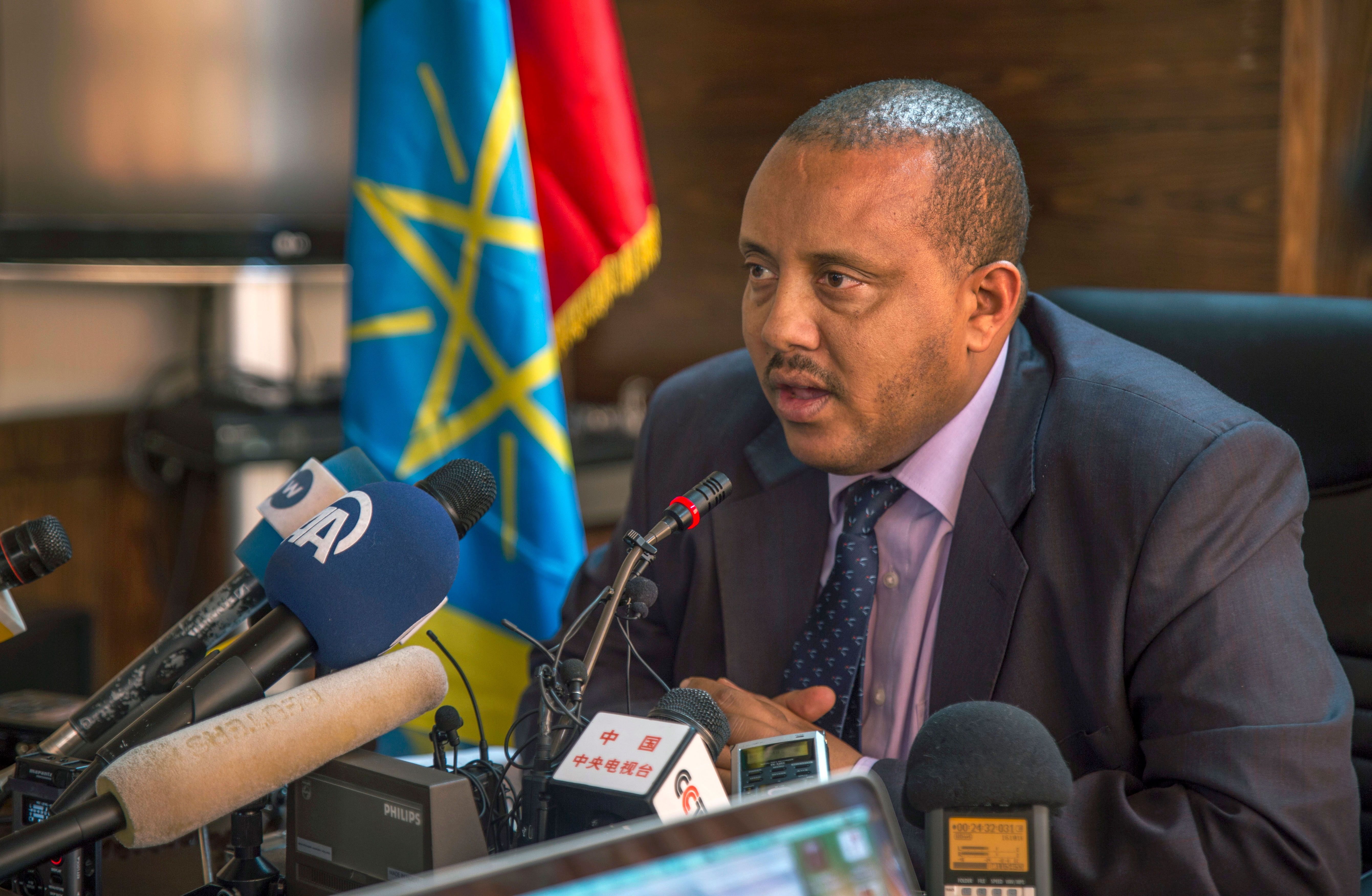 Getachew Reda, Ethiopia's then government communication affairs minister, speaks to the media in Addis Ababa, Ethiopia, in October 2016. Reda is now a spokesman for Tigray's former ruling party, the Tigray People's Liberation Front (TPLF).
