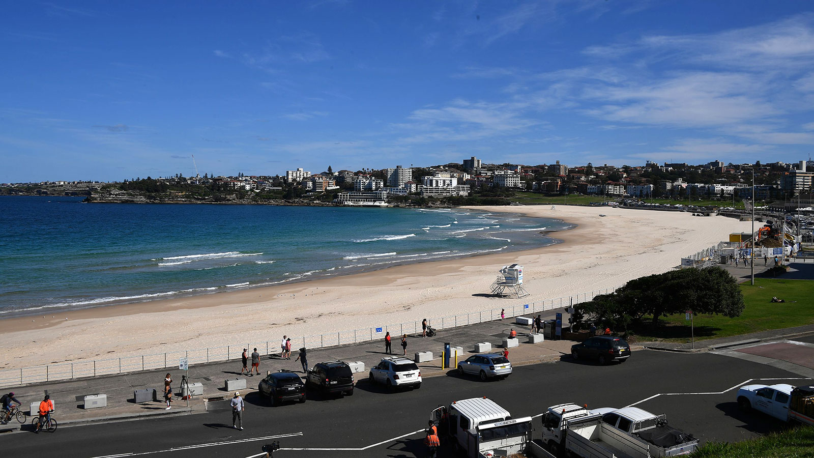 An empty Bondi Beach is seen in Sydney, Australia on April 22.