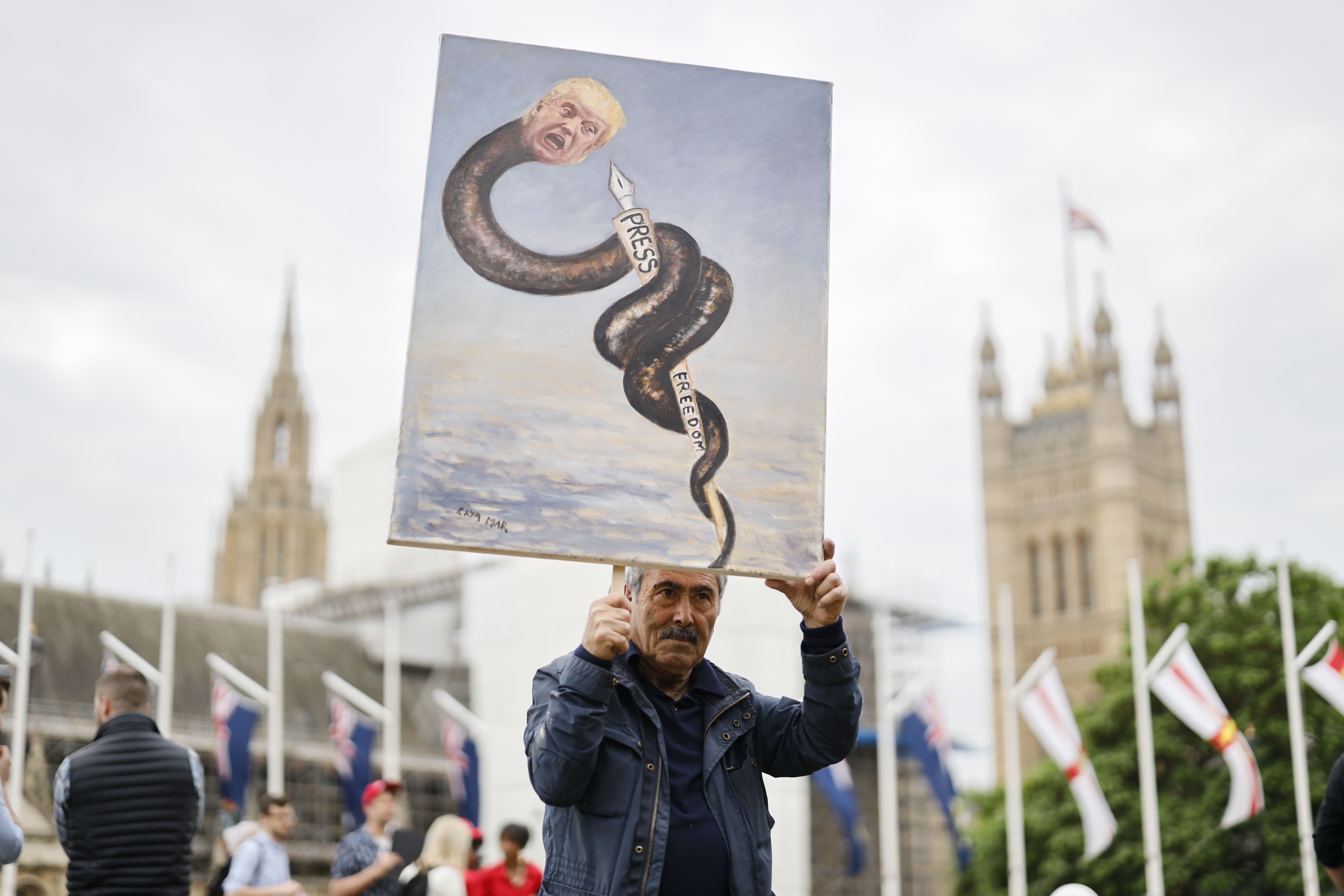 British artist Kaya Mar at Tuesday's protests.