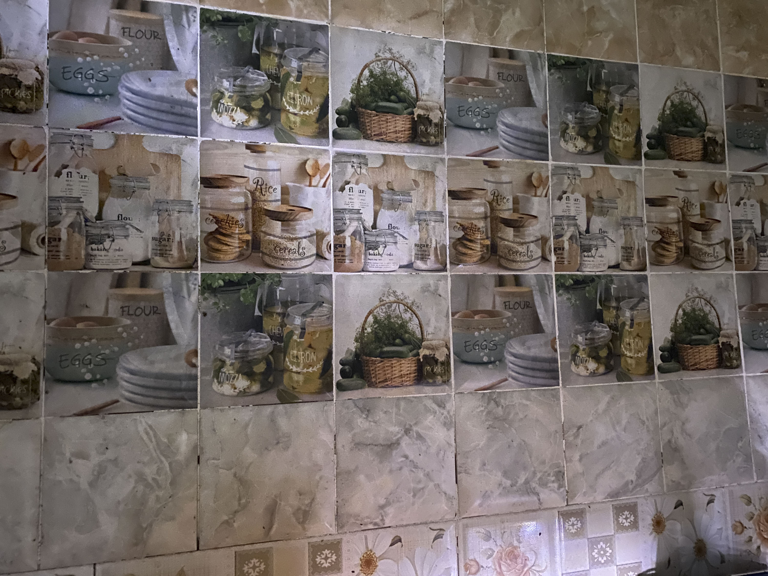 Some thought seems to have been put into the interior design of the compound's facilities, including this kitchen wall. The IDF said that the way the compound was furnished was a sign that the compound was used by Hamas leaders.