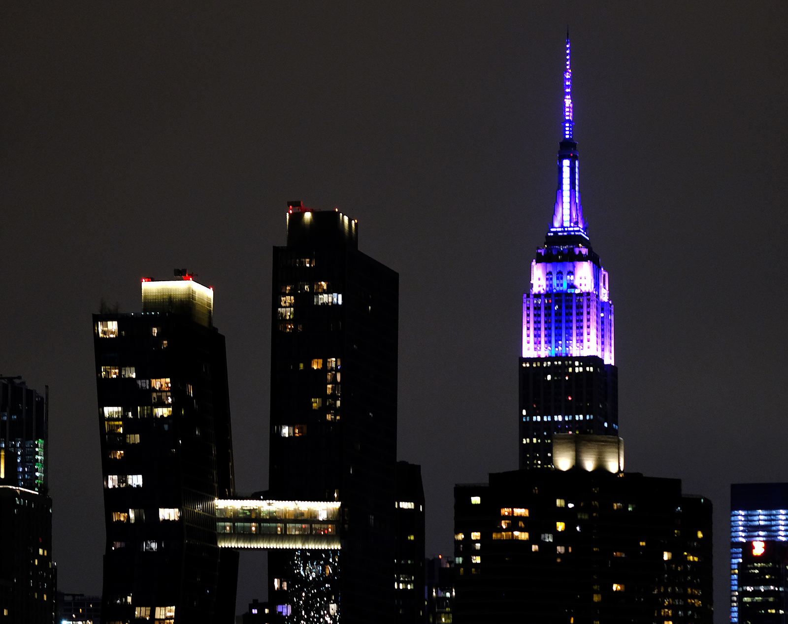 The Empire State Building illuminated in blue for Health Workers movement in New York City on April 09.
