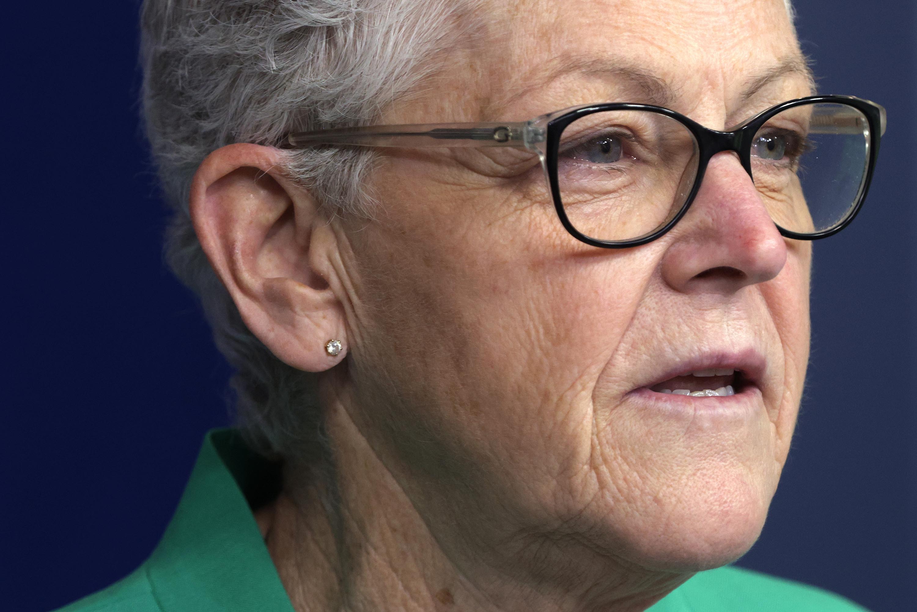 National Climate Adviser Gina McCarthy speaks during a daily press briefing at the White House on April 22, 2021 in Washington, DC. 