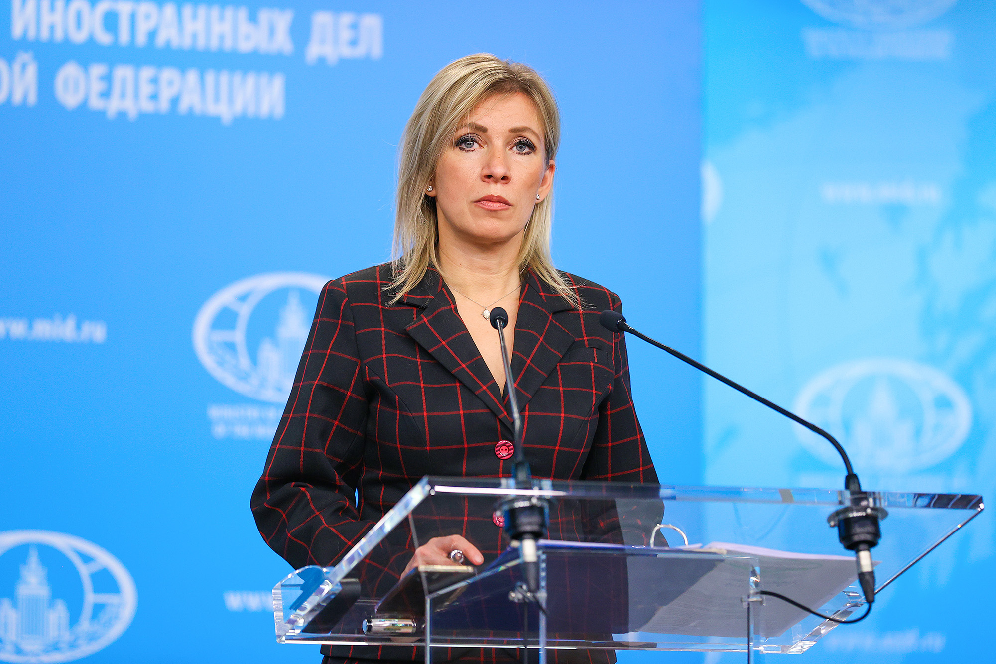 Russian Foreign Ministry Spokesperson Maria Zakharova gives a weekly press briefing at the Russian Foreign Ministry, in Moscow, Russia on December 1.