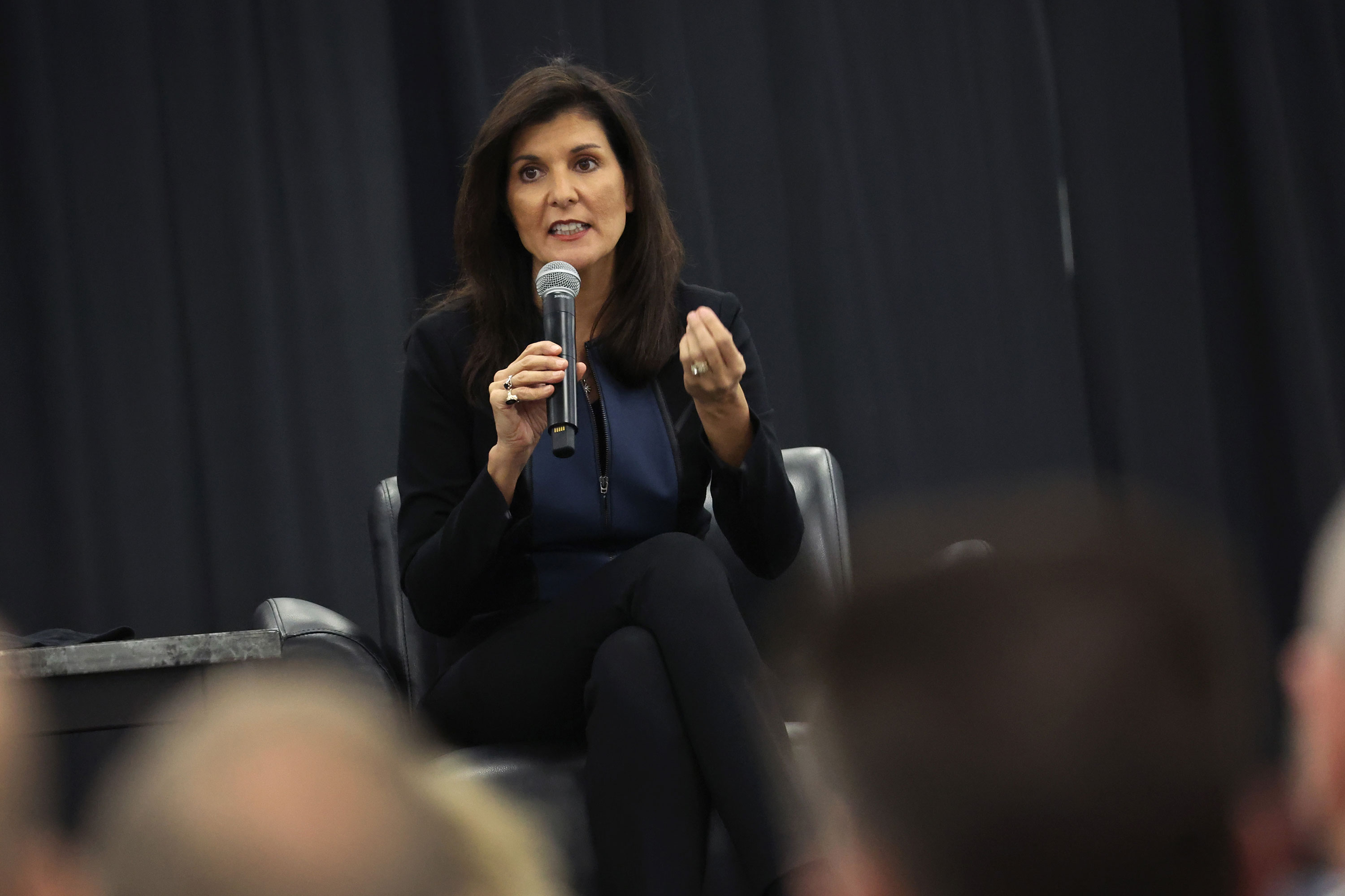 Republican presidential candidate Nikki Haley speaks at a foreign policy forum hosted by the Bastion Institute on March 10 in Clive, Iowa. 