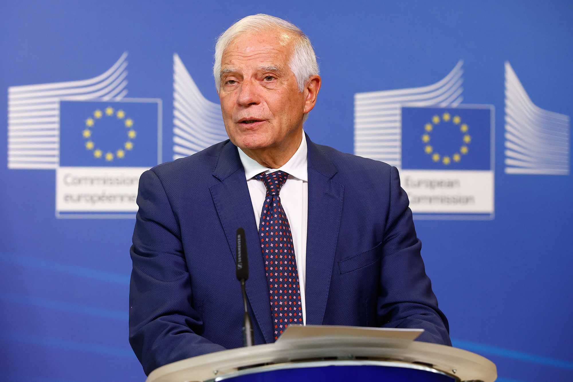 EU High Representative for Foreign Affairs and Security Policy and European Commission Vice-President, Josep Borrell speaks to the press at the European Commission in Brussels, Belgium, on September 28.