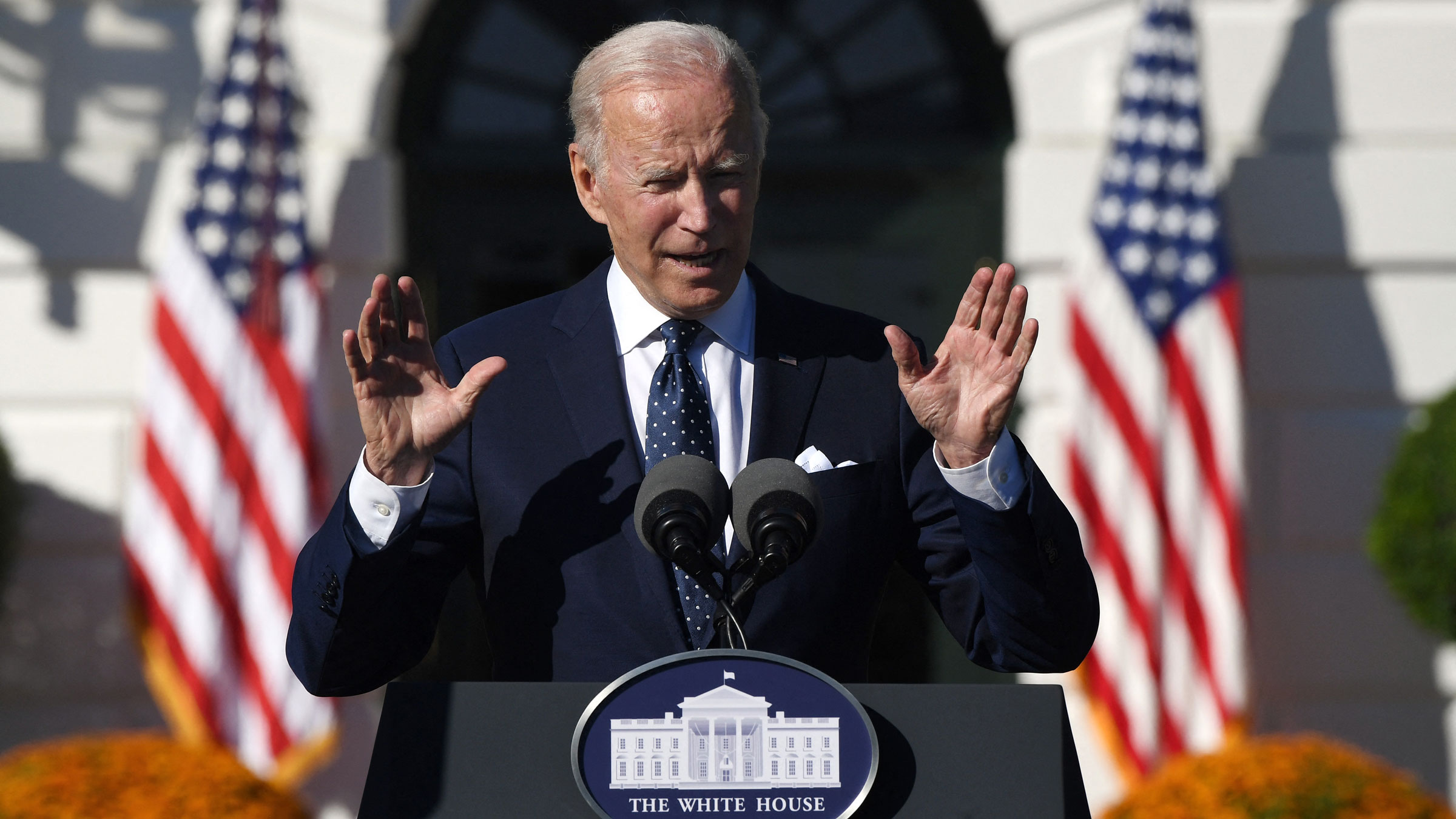 President Joe Biden speaks during a White House event on Monday.