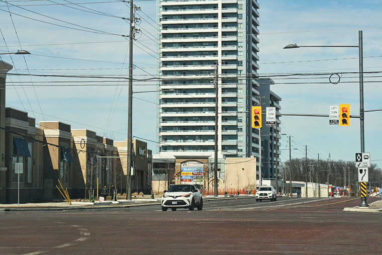 An almost empty stretch of Bathurst Street seen in Toronto, Ontario, Canada on Saturday, March 21.