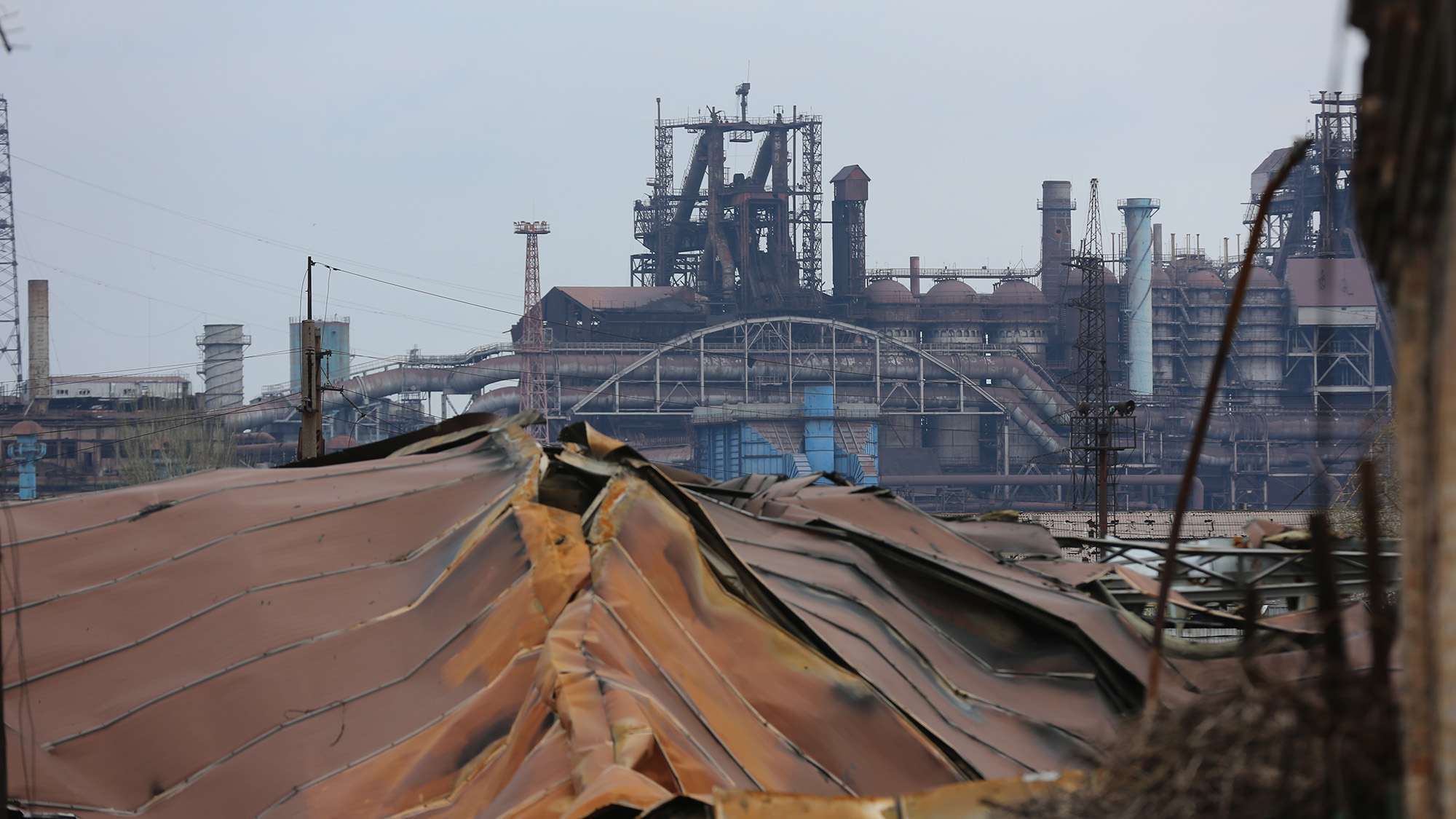 The Azovstal steel plant in Mariupol, Ukraine is seen on April 22.