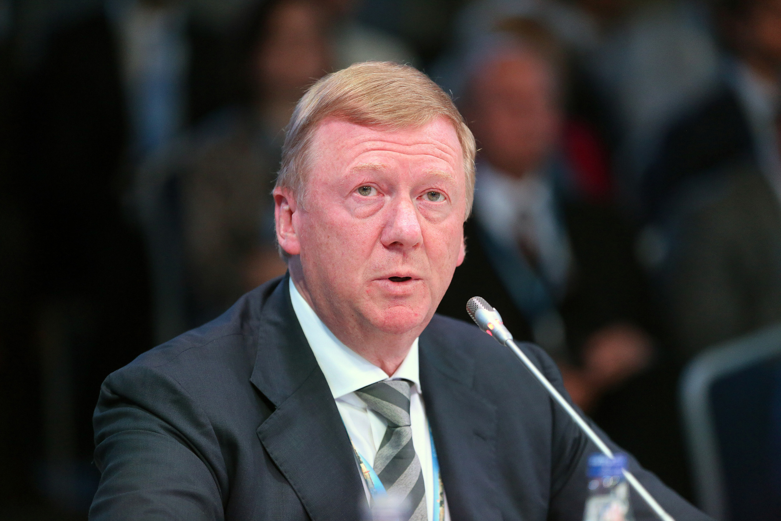 Anatoly Chubais, chief executive officer of OAO Rusnano, speaks during a session at the St. Petersburg International Economic Forum (SPIEF) in Saint Petersburg, Russia, on June 18, 2015.