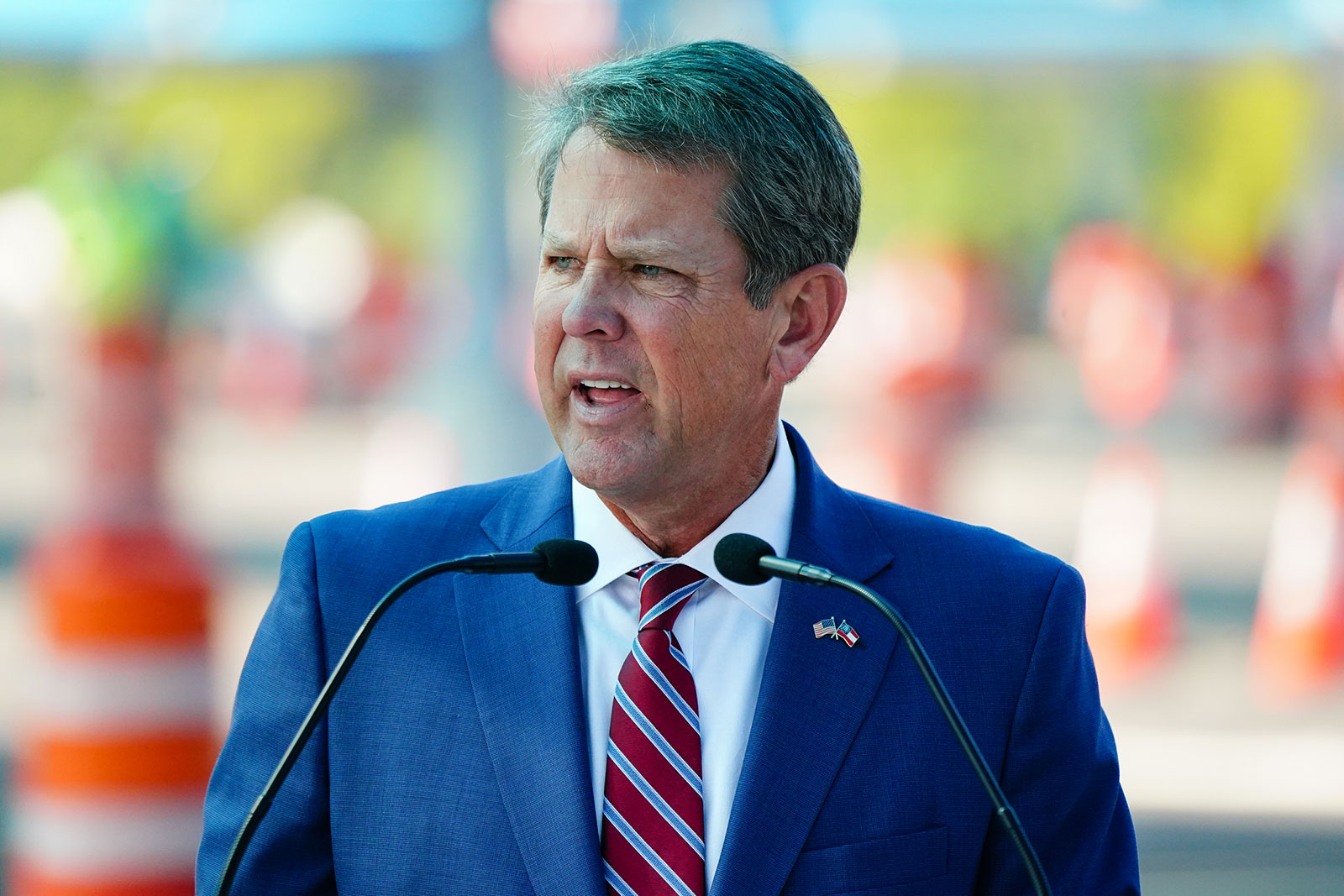 Georgia Gov. Brian Kemp speaks during a press conference in Atlanta on August 10.