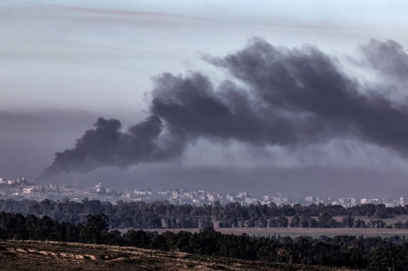 Smoke rises during an Israeli bombardment of Gaza on January 4.