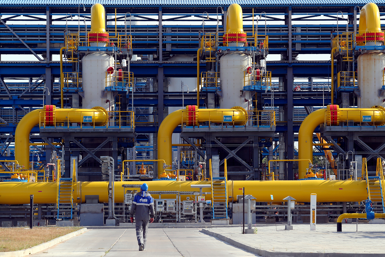The Slavyanskaya compressor station, operated by Gazprom, is the starting point of the Nord Stream 2 offshore natural gas pipeline located in the Leningrad region, Russia on July 27.