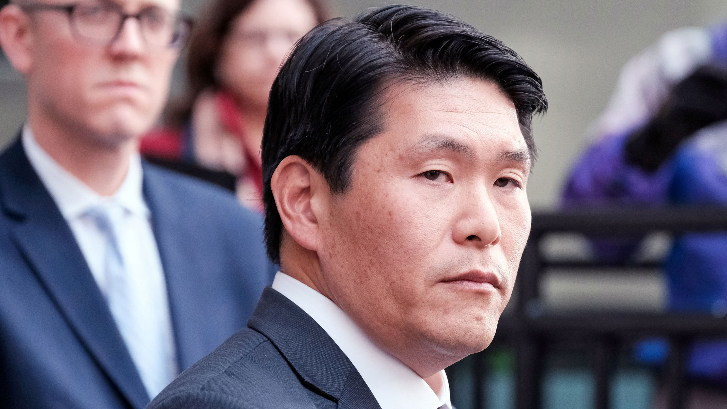 US Attorney Robert Hur reacts during a news conference in Baltimore in November 2019.