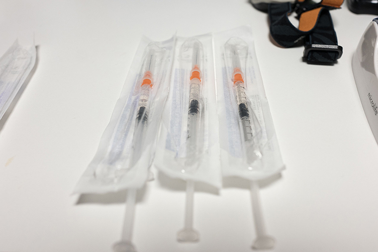 Syringes used to administer the AstraZeneca Covid-19 vaccine, at the office of a general practitioner in Gragnague, France, on February 26. 