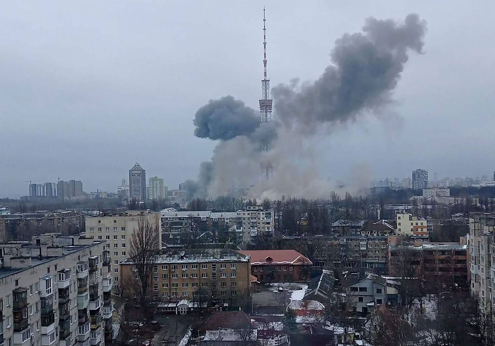 Area near Kyiv TV tower hit by military strikes