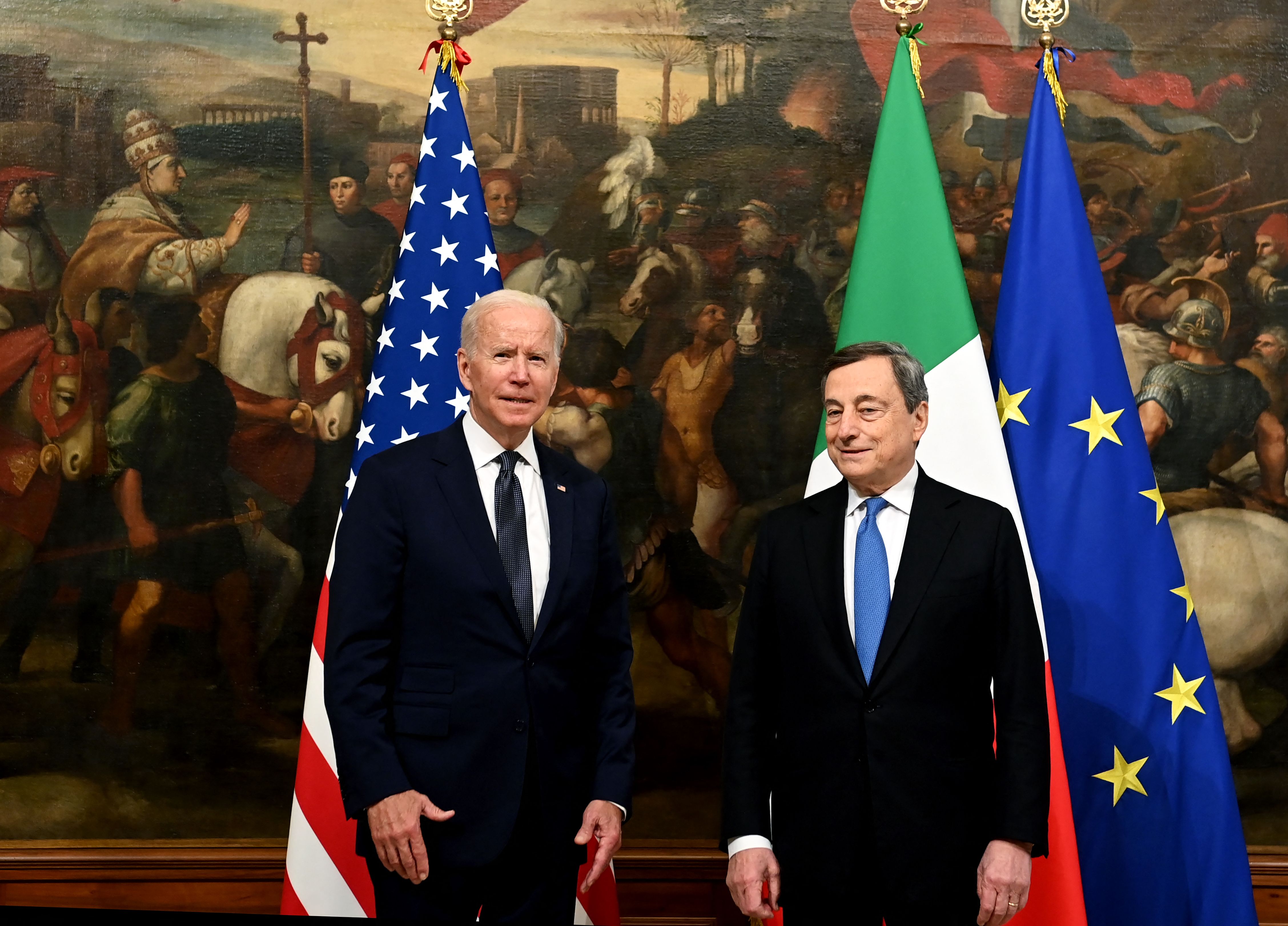On Friday, ahead of the G20 summit, President Joe Biden met Italy's Prime Minister Mario Draghi at the Chigi palace in Rome.