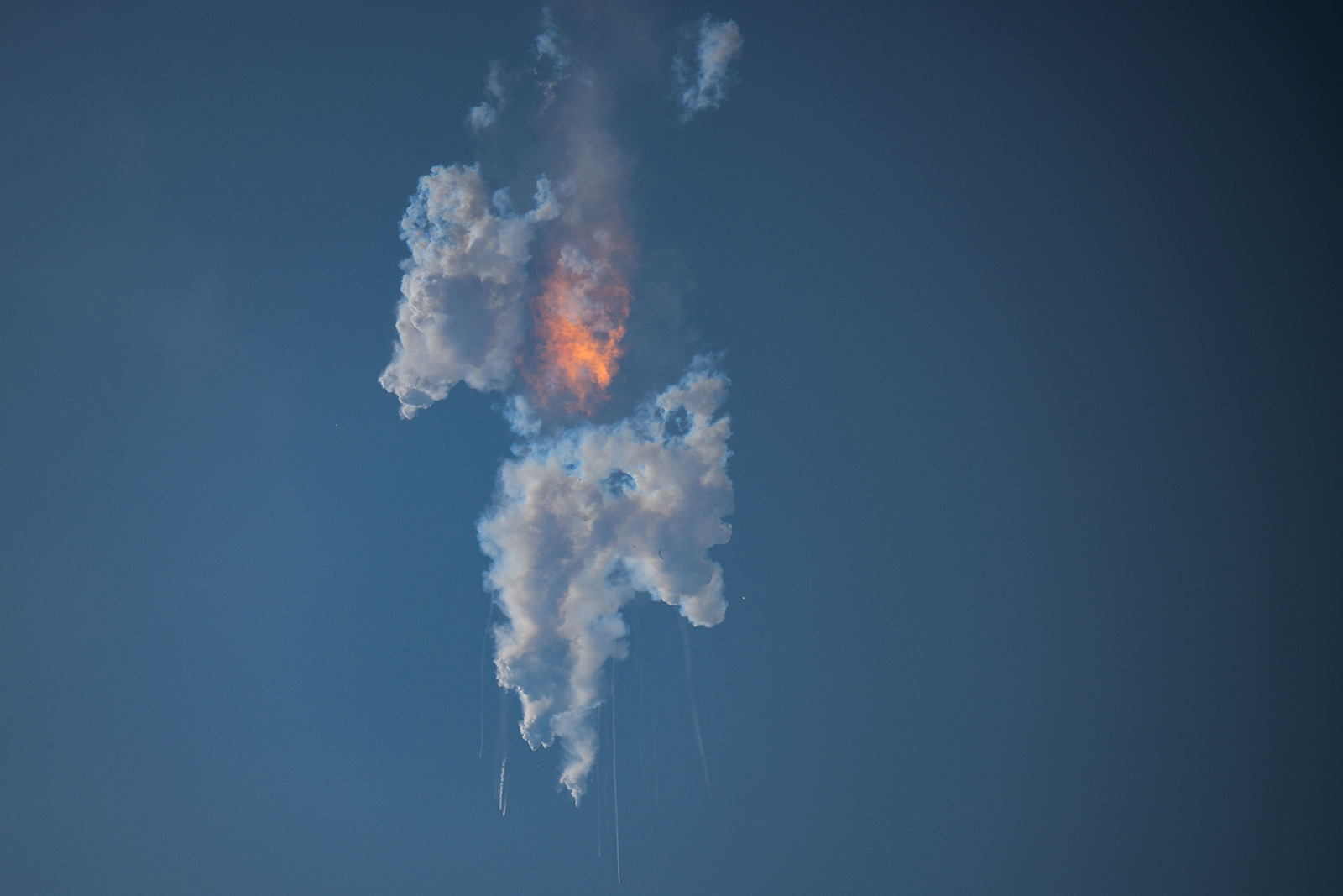 The SpaceX Starship explodes after launch for the flight test from Starbase in Boca Chica, Texas, on April 20.
