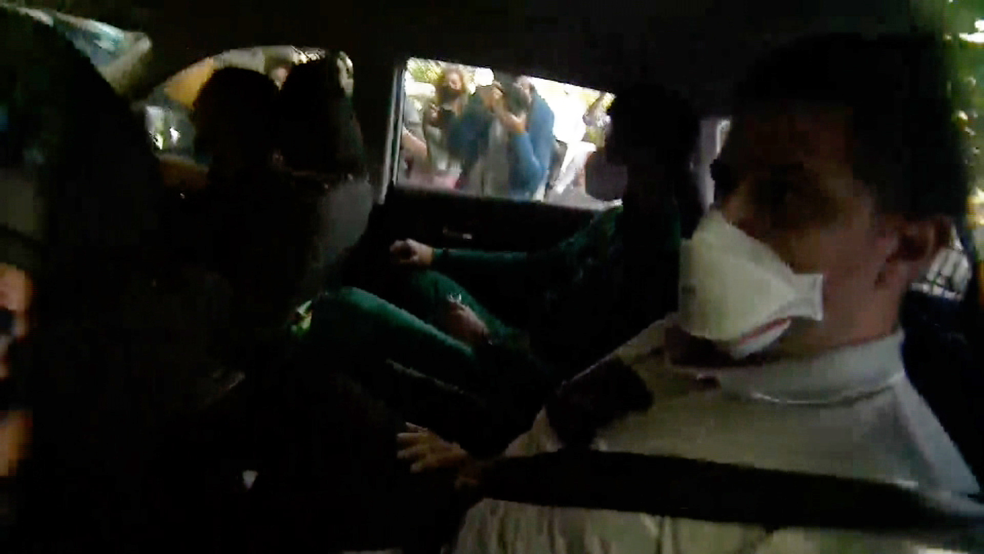 Novak Djokovic inside a vehicle as he arrives at the Park Hotel. 