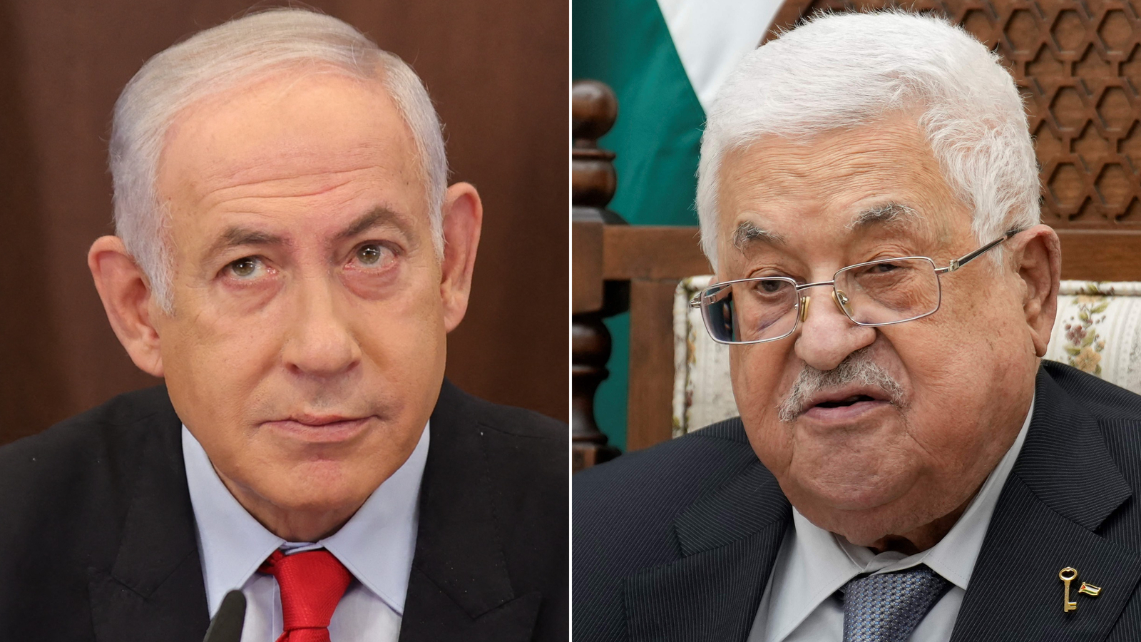 Israeli Prime Minister Benjamin Netanyahu, left, and Palestinian Authority President Mahmoud Abbas. 