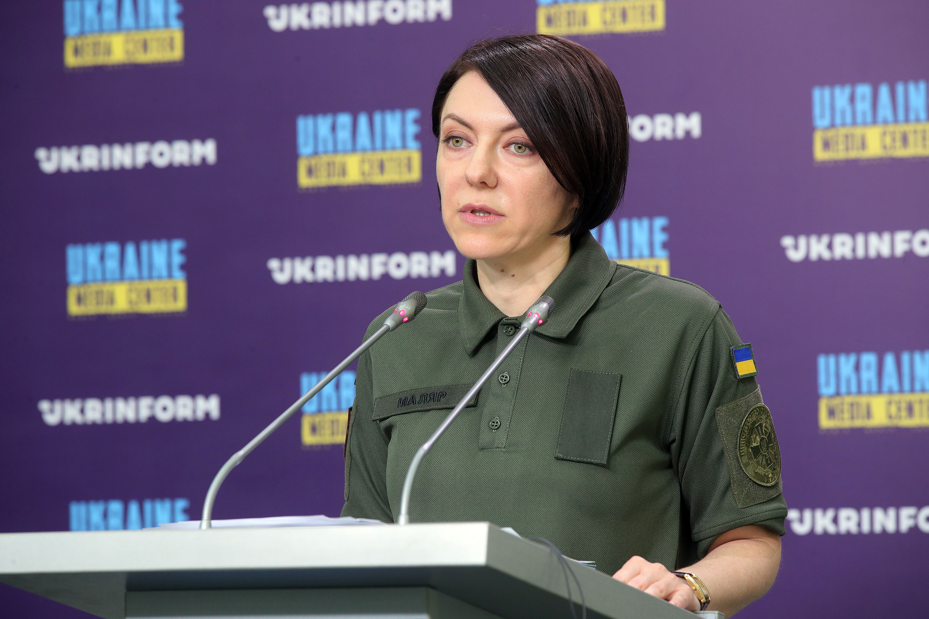Ukraine’s Deputy Defense Minister Hanna Maliar holds a press briefing in Kyiv, Ukraine on June 2. 