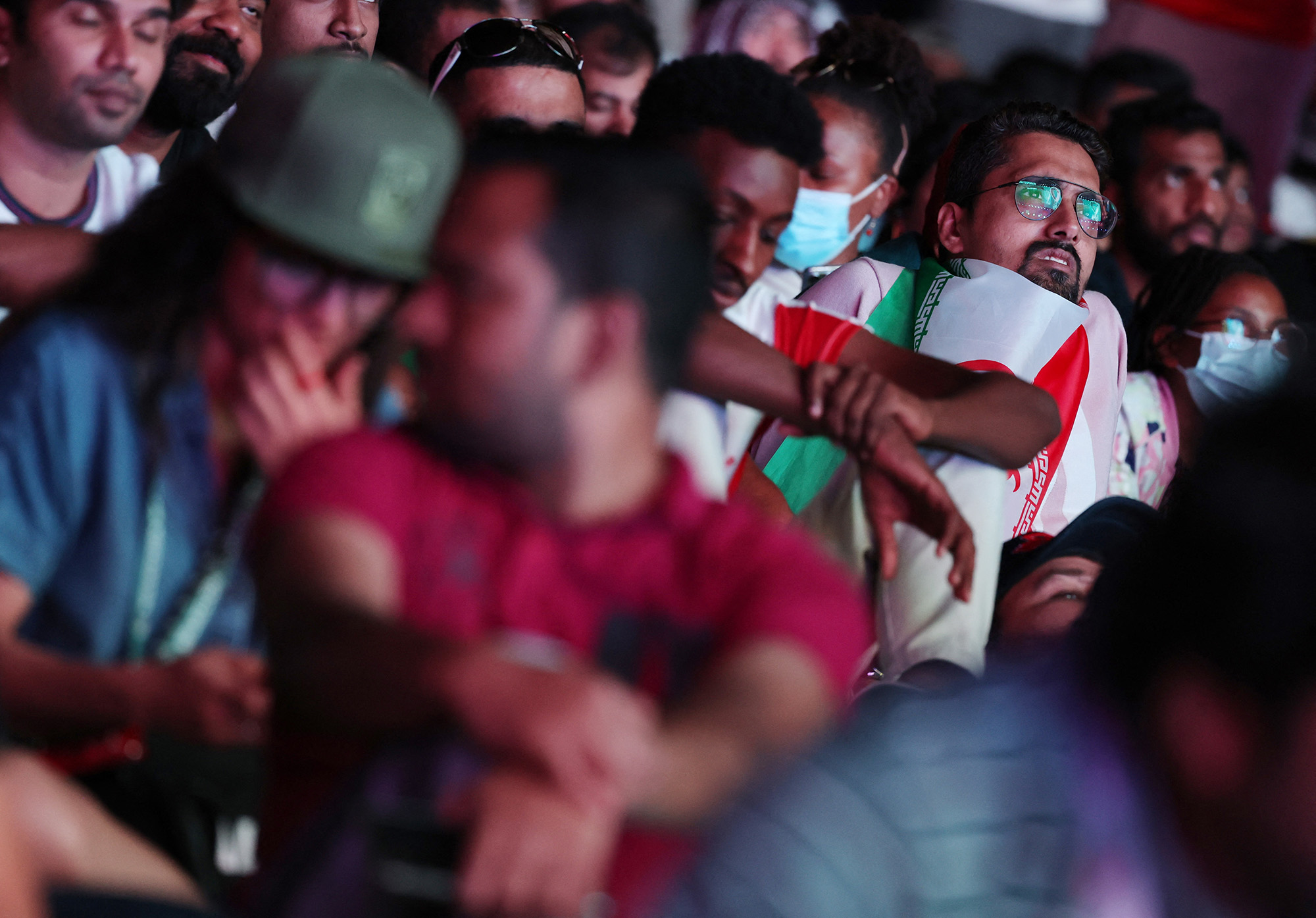 Iran fans are seen during the match between England and Iran at the FIFA Fan Festival at Al Bidda Park, Doha, Qatar, on November 21.