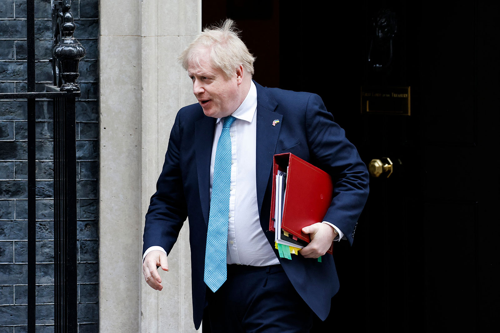 British Prime Minister Boris Johnson leaves after attending the weekly Cabinet meeting at 10 Downing Street in London on Wednesday.