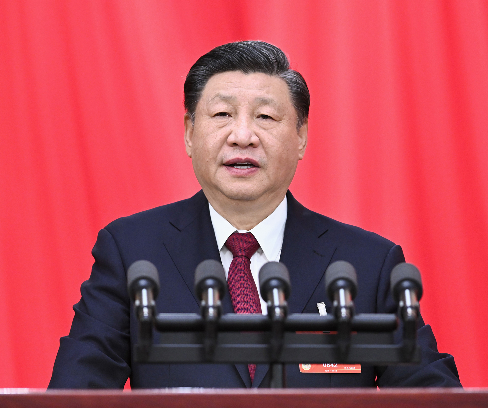 Xi Jinping delivers a speech in Beijing on March 13.