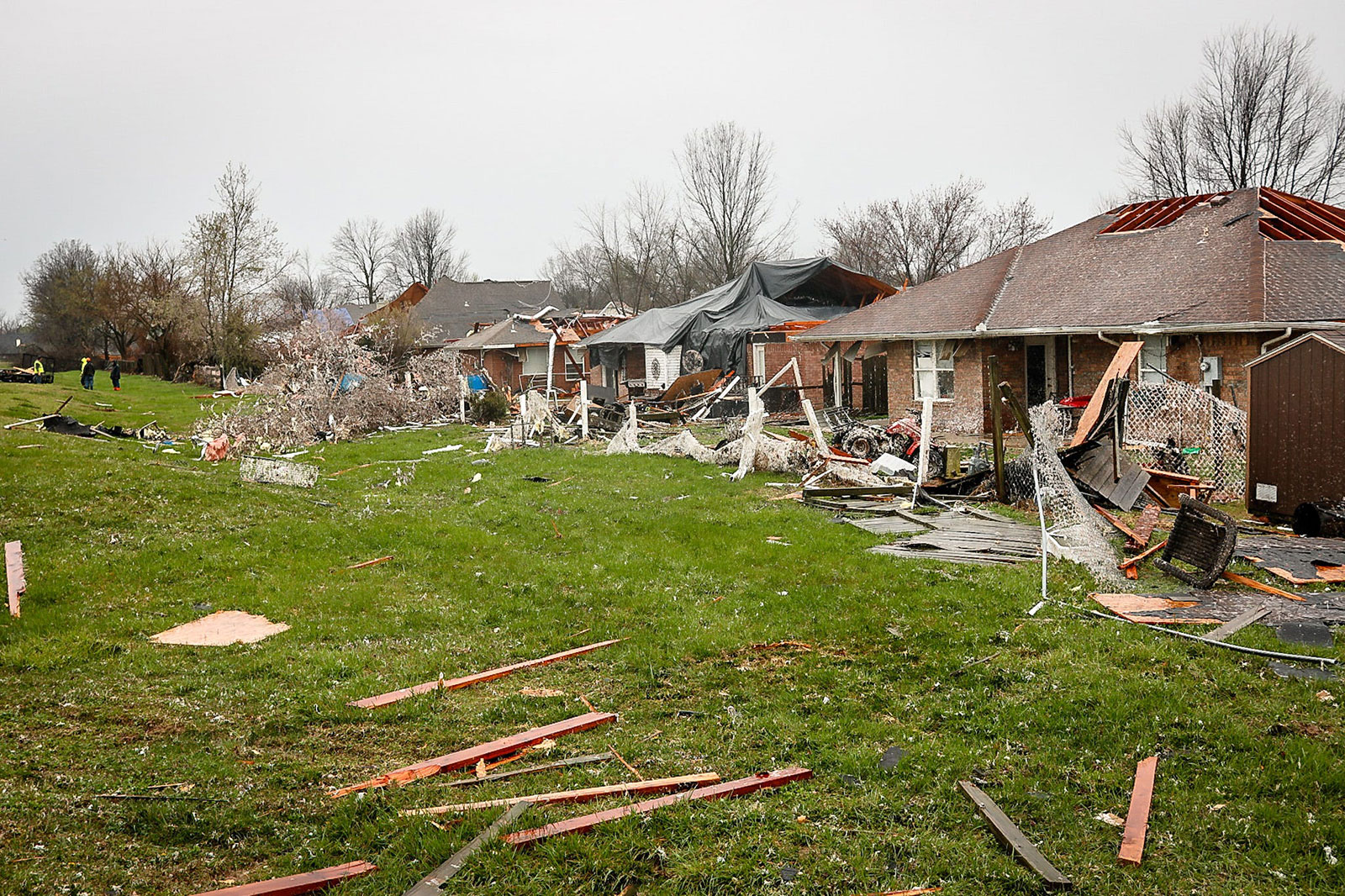 A row of houses behind George Elementary School were heavily damaged. 