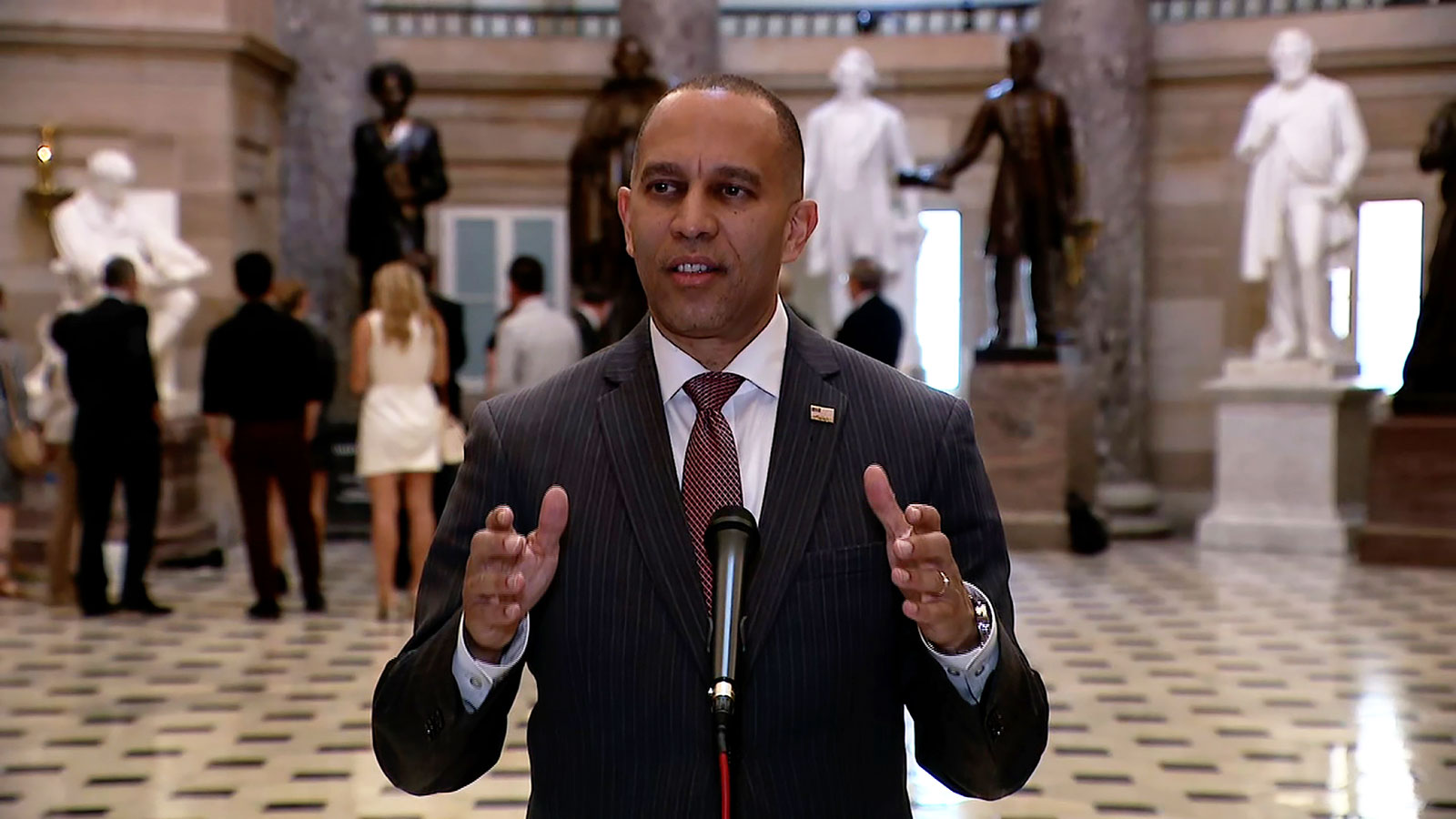 House Minority Leader Hakeem Jeffries comments on Rep.Marjorie Taylor Greene's attempt to remove House Speaker Mike Johnson on Wednesday, May 8,
