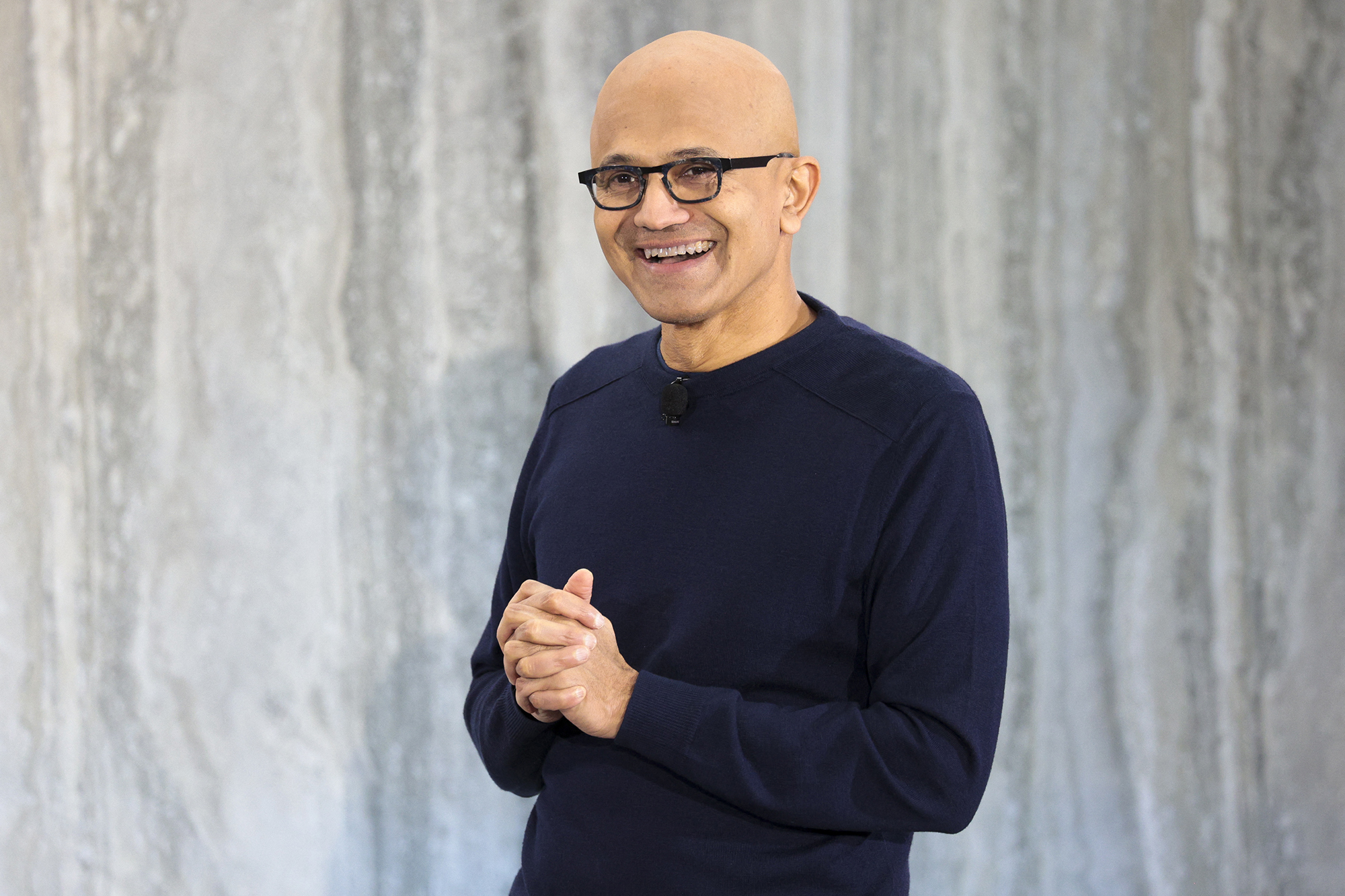 Microsoft CEO Satya Nadella speaks during a keynote address announcing ChatGPT integration for Bing at Microsoft in Redmond, Washington, on February 7.