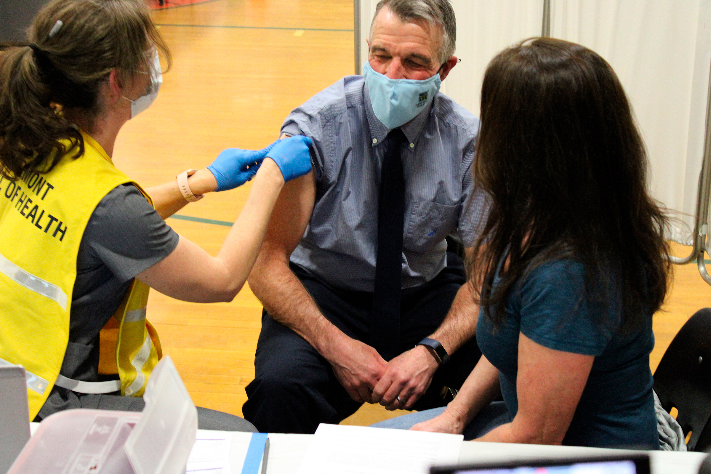 Vermont Gov. Phil Scott receives a Covid-19 vaccine in Montpelier, on April 5. 