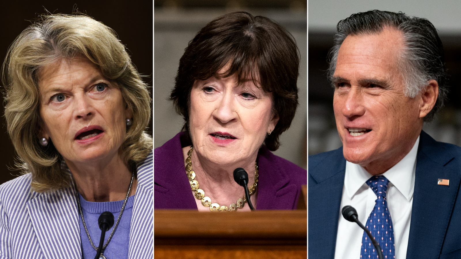 Republican Senators Lisa Murkowski, Susan Collins and Mitt Romney.