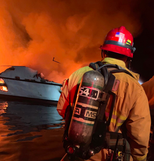 First Look At Firefighters Responding To The Dive Boat Fire 