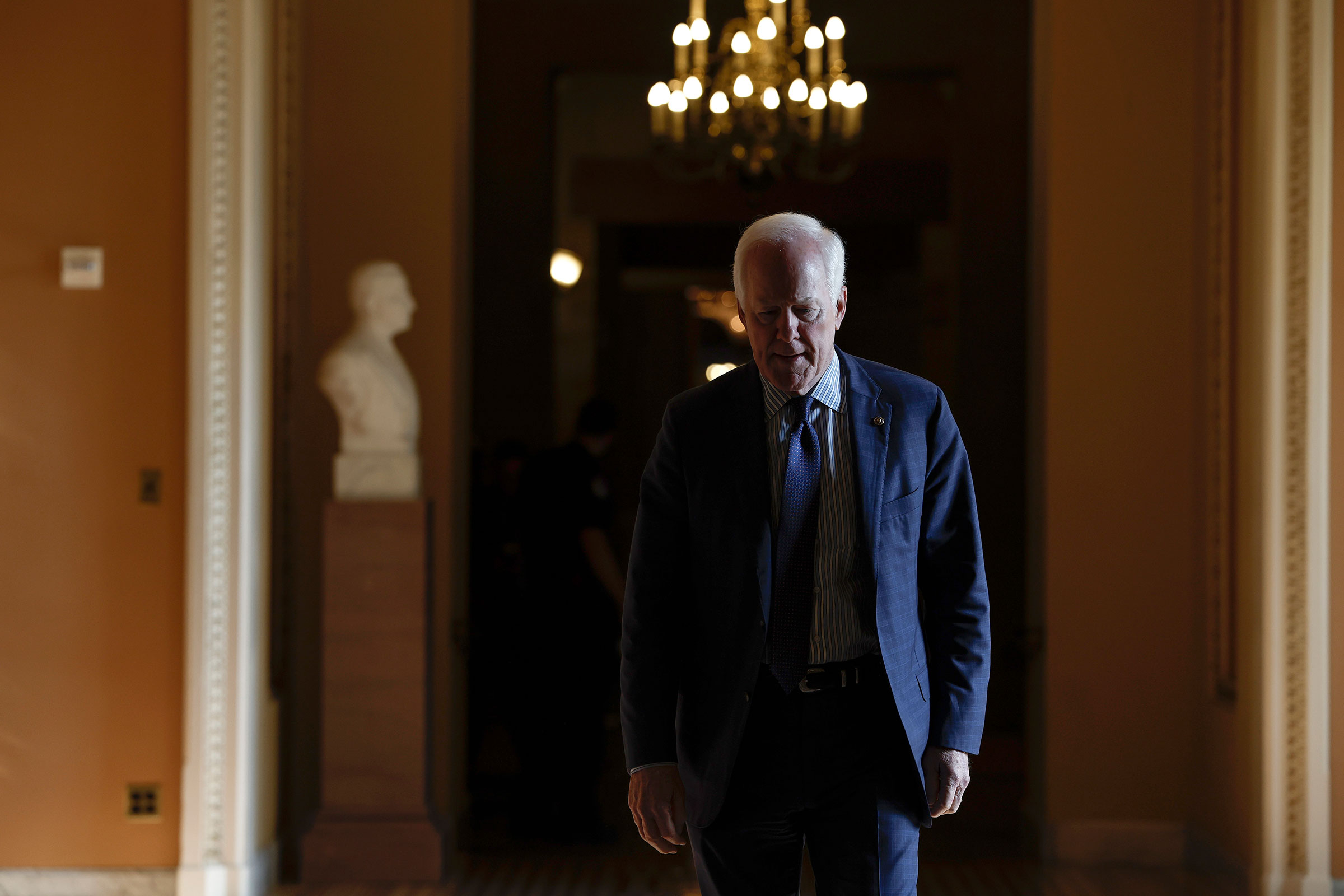 Sen. John Cornyn walks through the Capitol Building on June 1, in Washington, DC. 