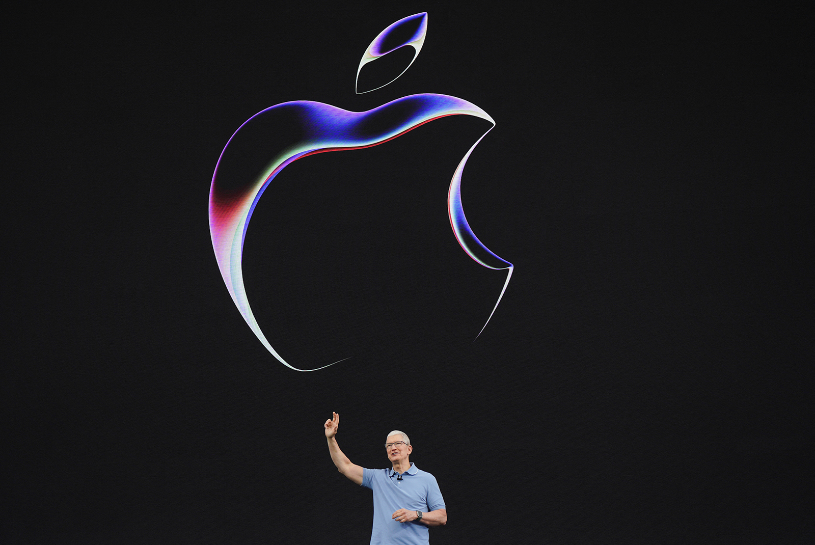 Apple CEO Tim Cook at Apple's annual Worldwide Developers Conference at the company's headquarters in Cupertino, California, on June 5.