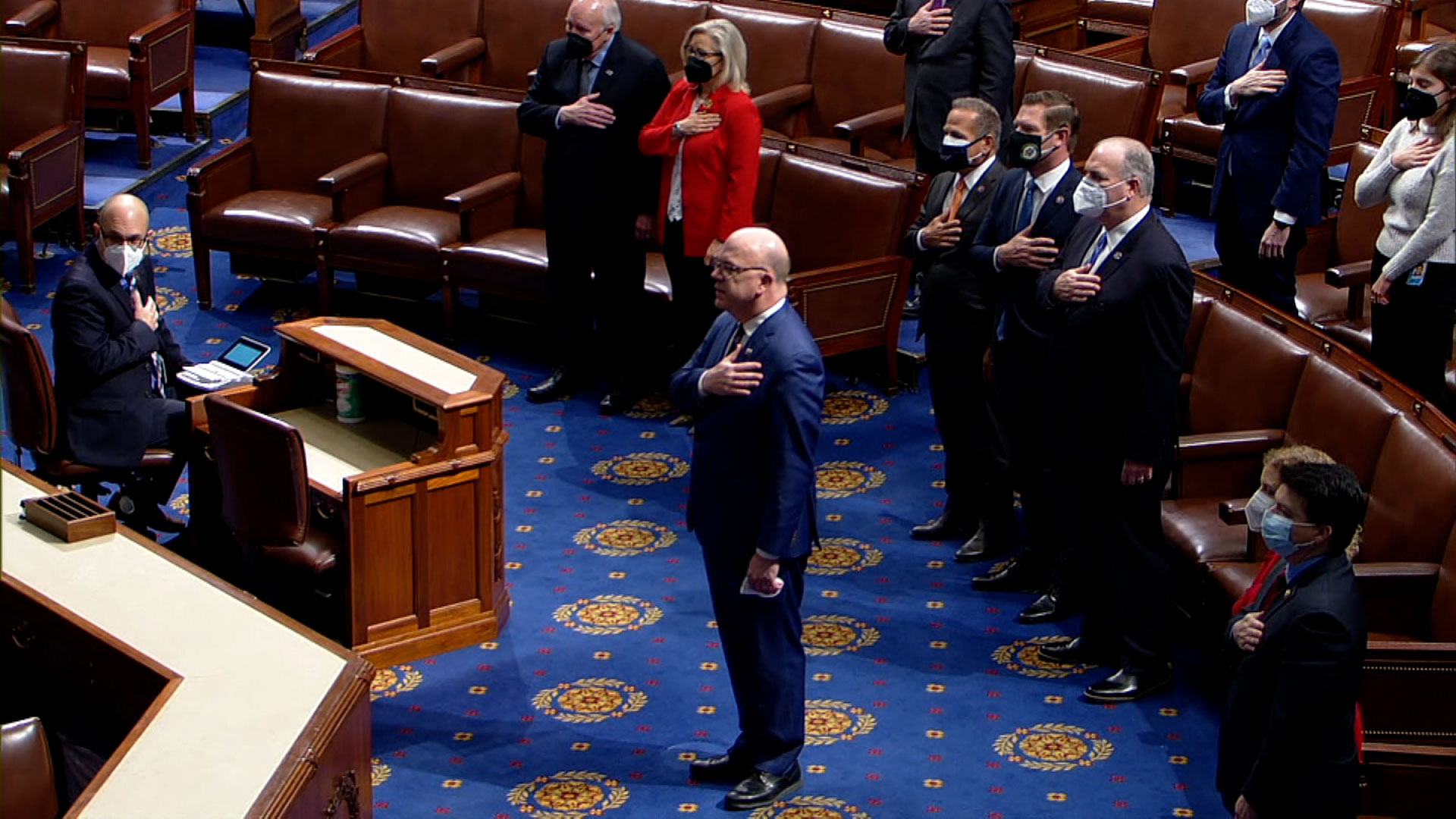 Former Vice President Dick Cheney was on the House floor with his daughter US Rep. Liz Cheney, seen at top center, on Thursday.