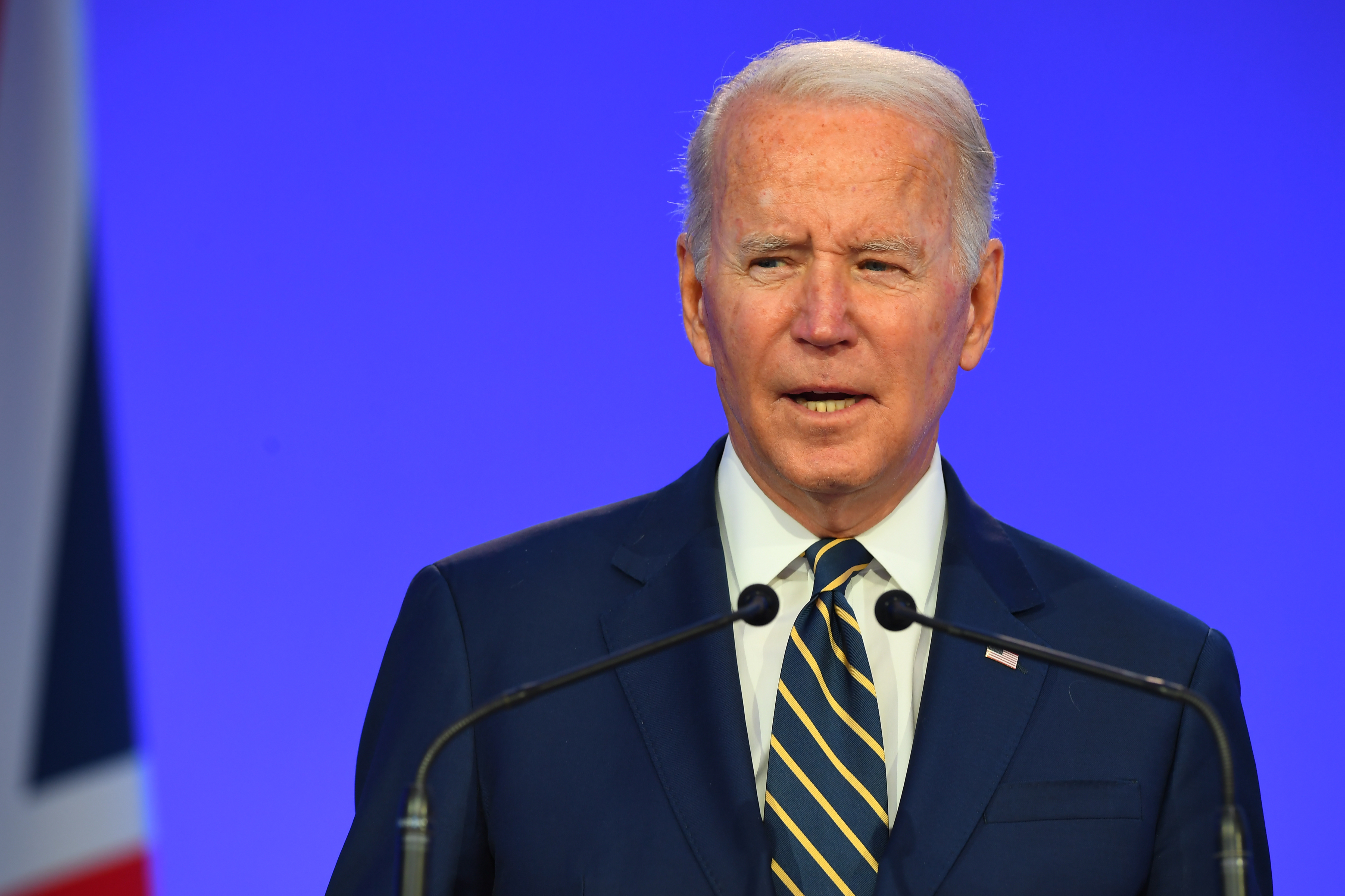 President Joe Biden speaks at the COP26 summit Monday. 