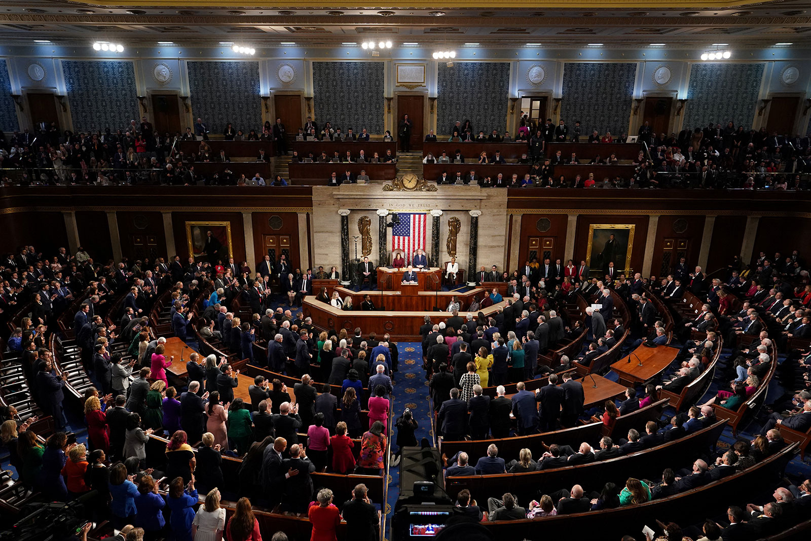 Biden delivers remarks in front of a full House chamber on Tuesday.