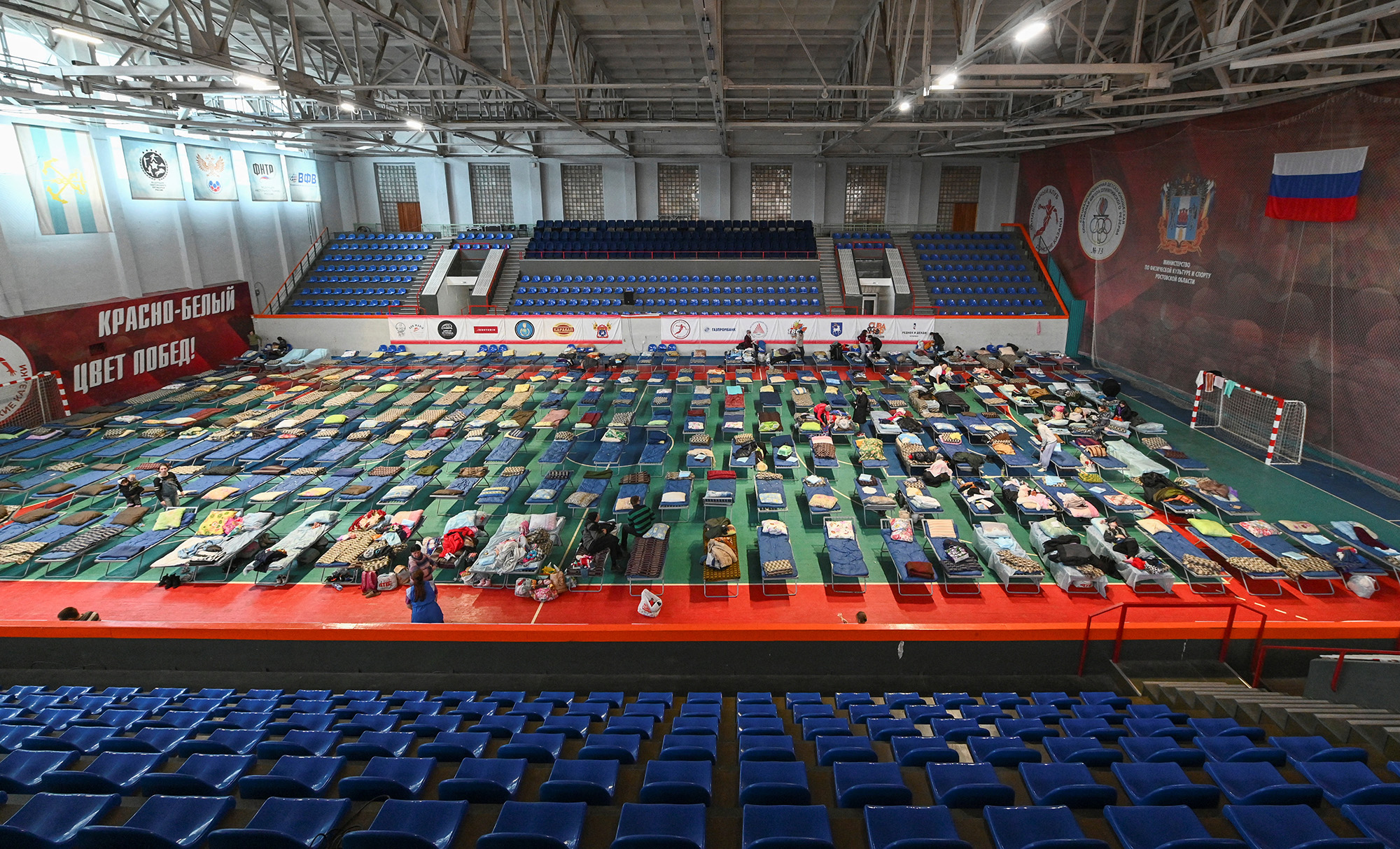 A temporary accommodation centre for evacuees from Ukraine in a local sports school in Taganrog in the Rostov region, Russia, on March 17.