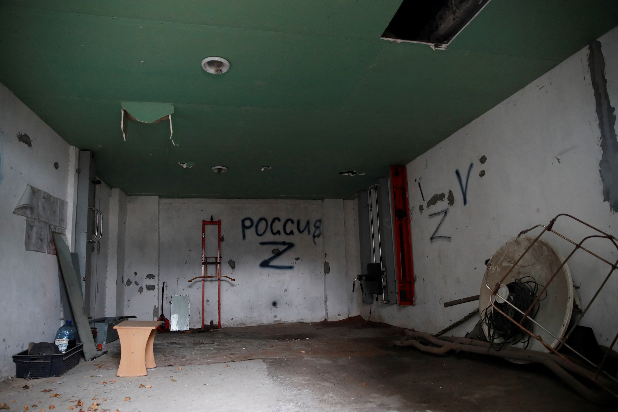 A view from a detention center on Wednesday, which Ukrainians say was used by Russian forces to jail and torture people before they retreated from Kherson.