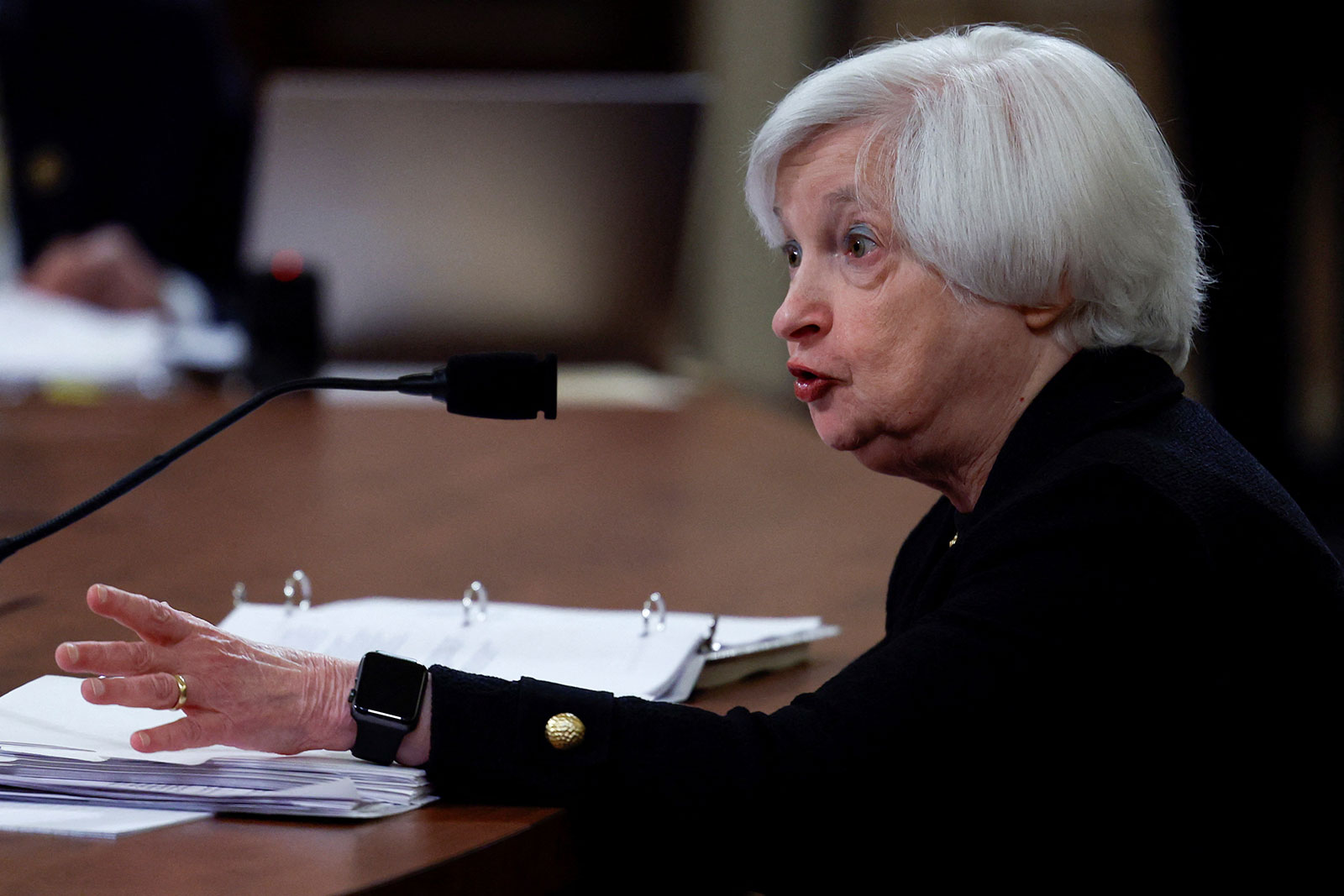 Treasury Secretary Janet Yellen testifies before a US House Ways and Means Committee hearing on March 10. 