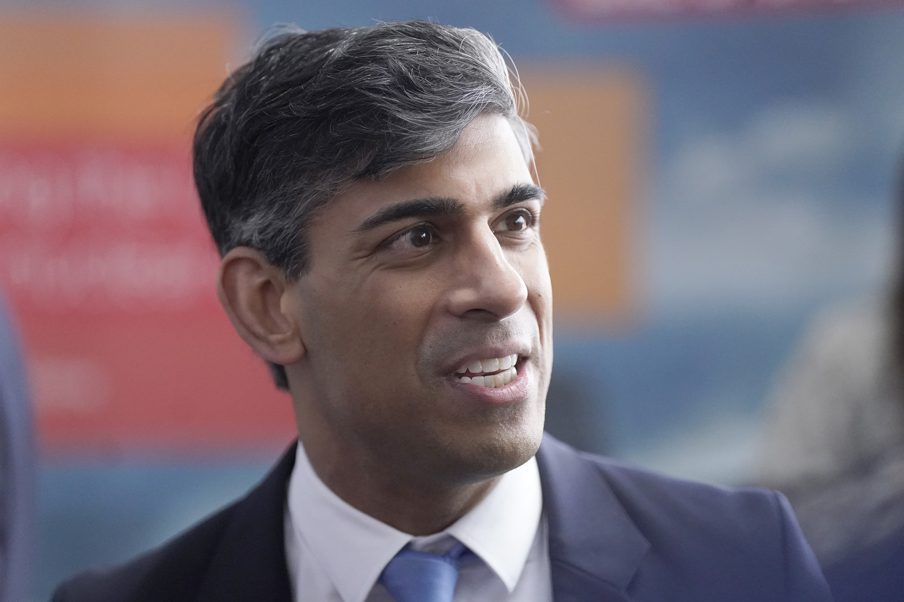 UK Prime Minister Rishi Sunak is seen during a visit to an engineering firm on March 25, in Barrow-in-Furness, UK.