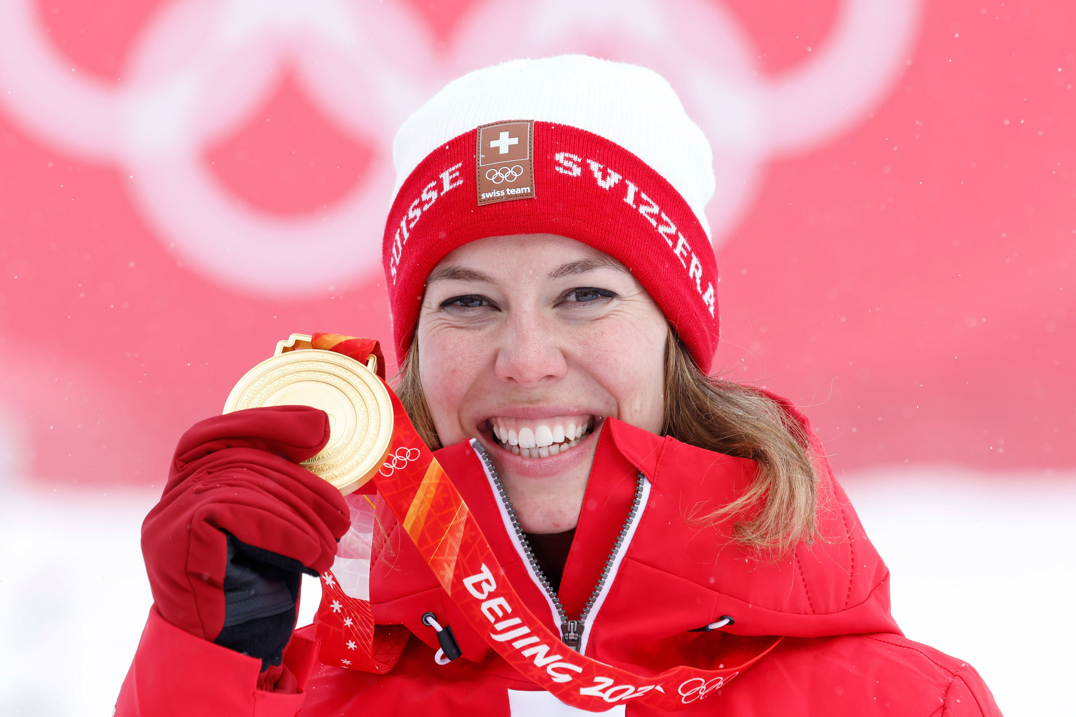 Switzerland's Michelle Gisin and her gold medal for the women's alpine combined on Feb 17.