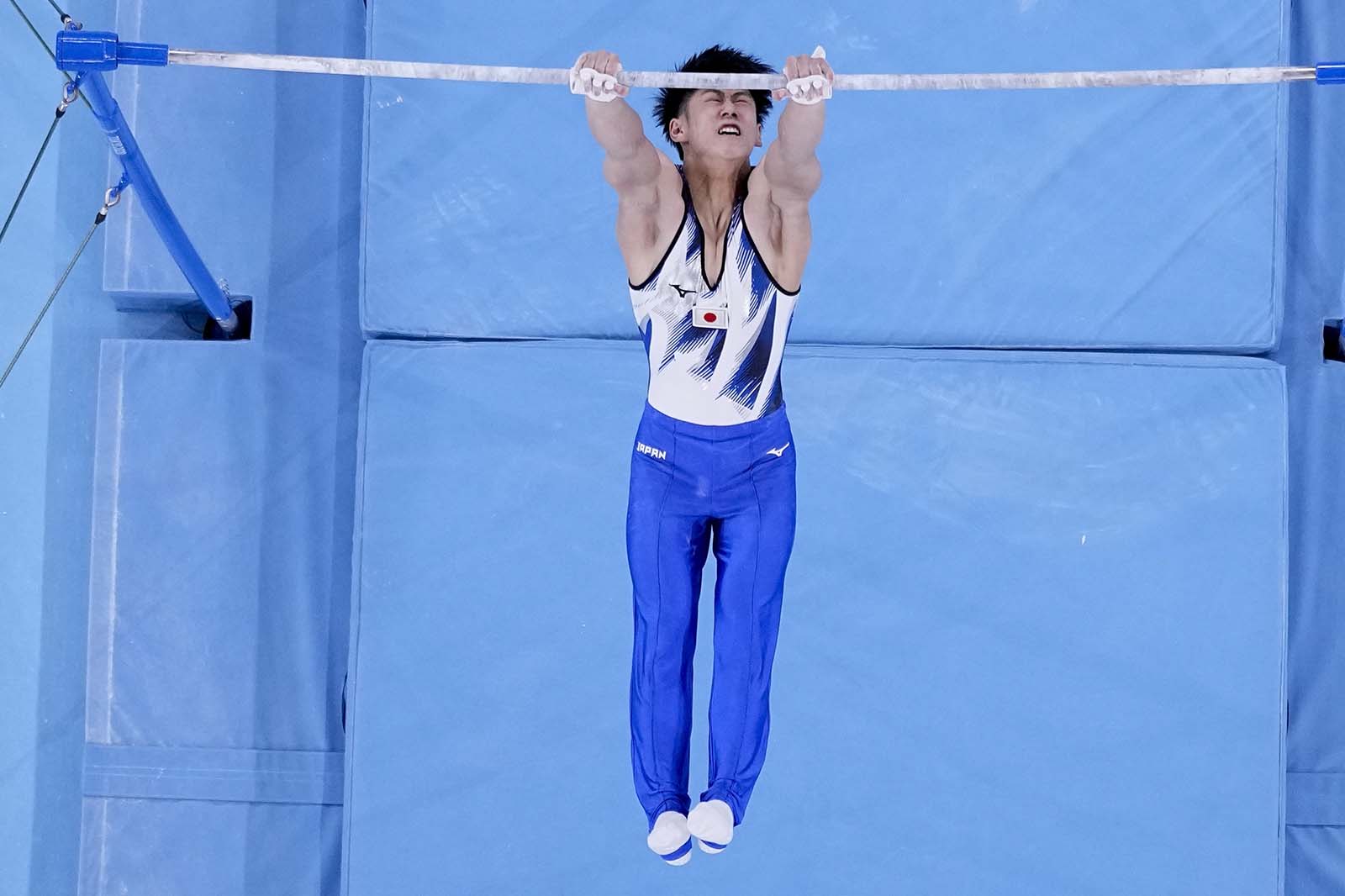 Daiki Hashimoto of Japan competes during the men's artistic gymnastics horizontal bar final on Monday.