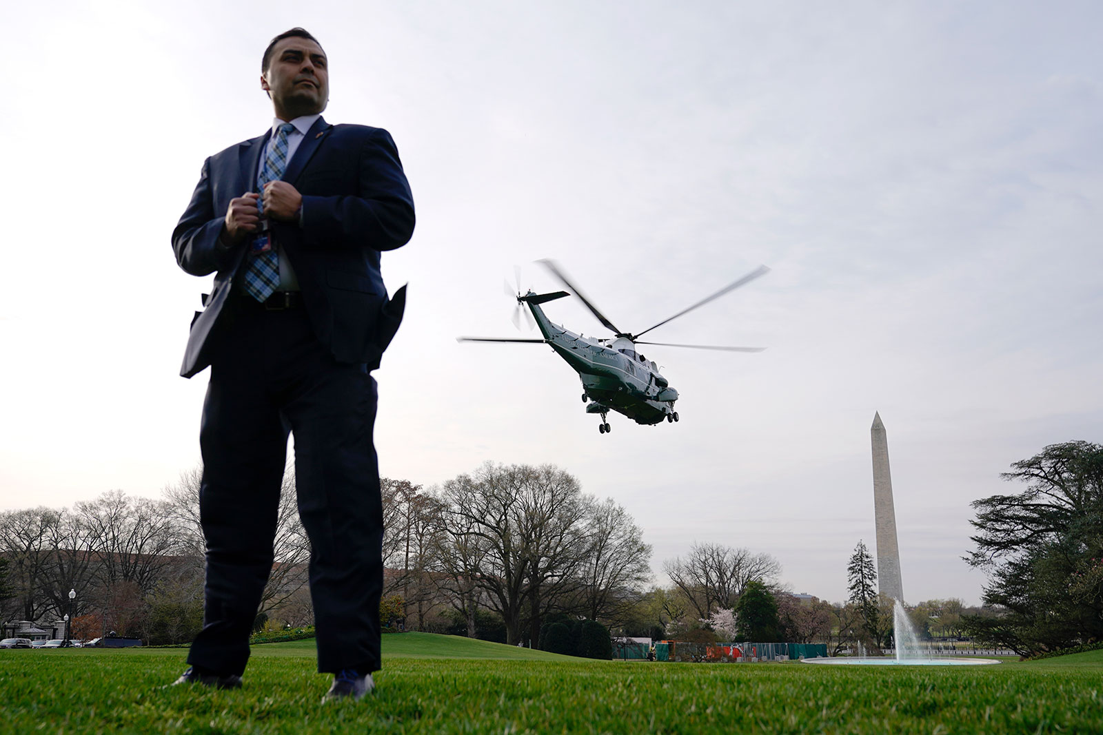 Marine One lifts off with President Joe Biden aboard from the South Lawn of the White House on Wednesday. 