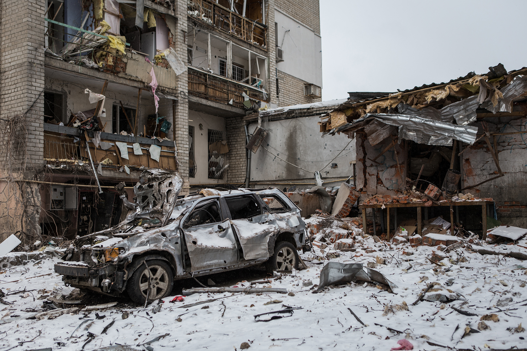 Damaged buildings are seen in Kharkiv, Ukraine on March 10. 