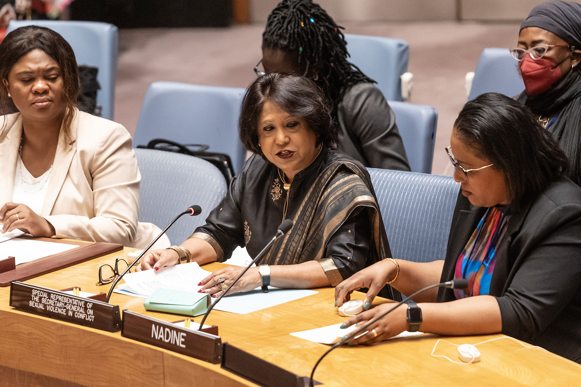 Pramila Patten, Special Representative of the Secretary-General on Sexual Violence in Conflict speaks during Security Council meeting on Women and peace and security at UN Headquarters in New York on July 14.