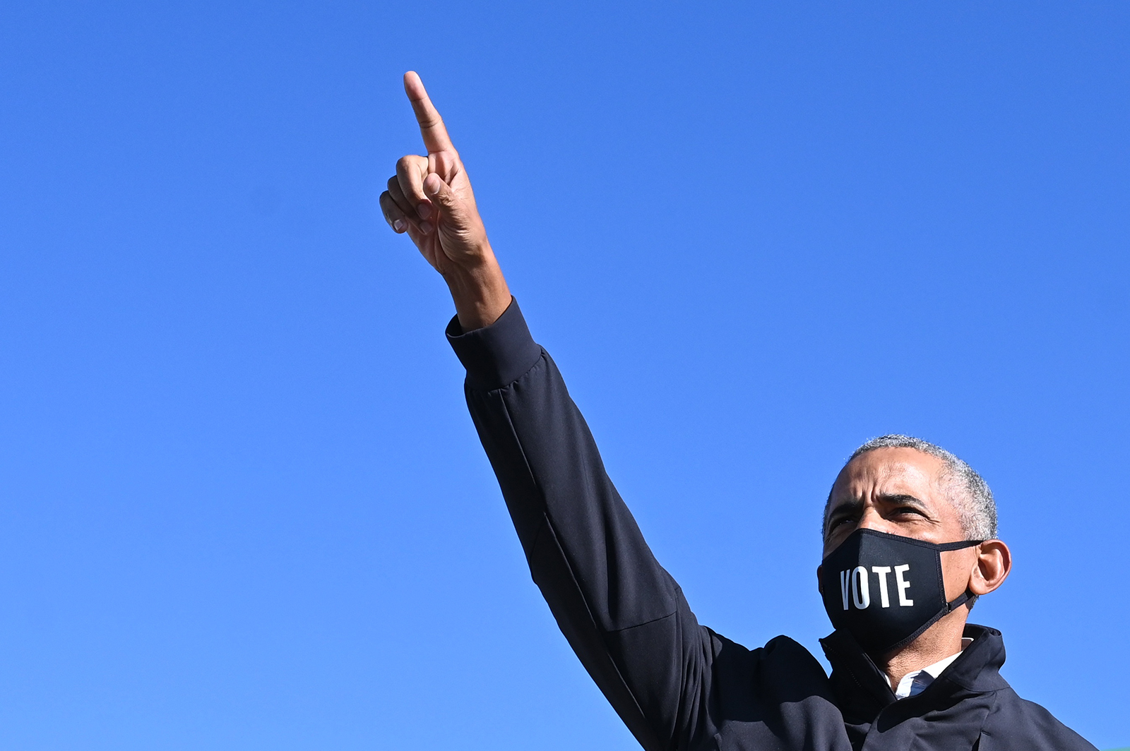 Former US President Barack Obama arrives to speak for Democratic presidential candidate Joe Biden at a campaign event in Flint, Michigan, on October 31.