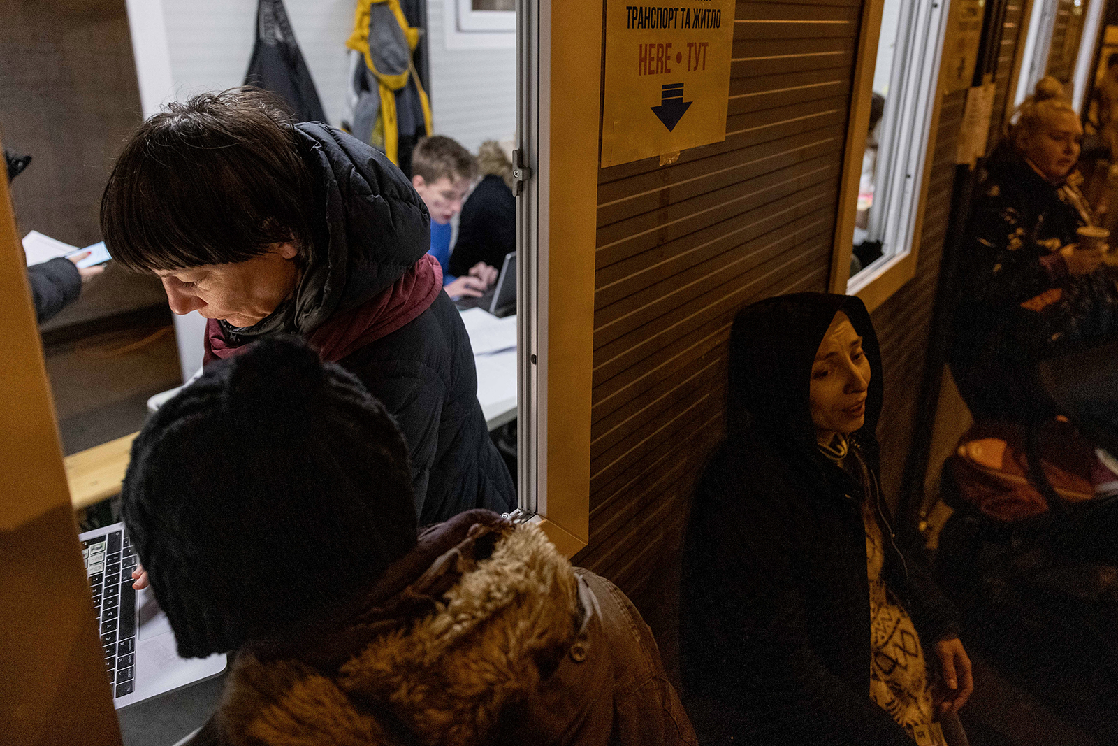 Refugees fleeing the conflict in Ukraine wait for free accommodation offered by residents, at a railway station in Budapest, Hungary on March 9. 