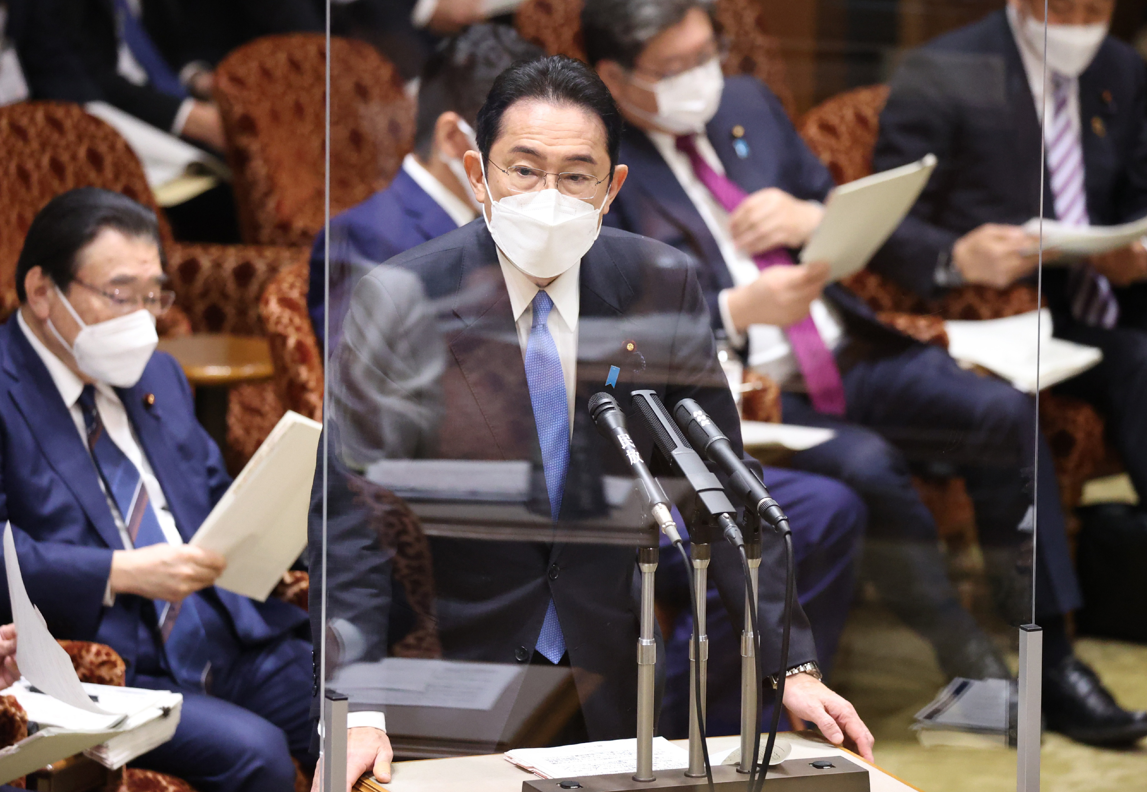 Prime Minister Fumio Kishida speaks at the Budget Committee of the House of Councillors in Tokyo, Japan, on February 28.